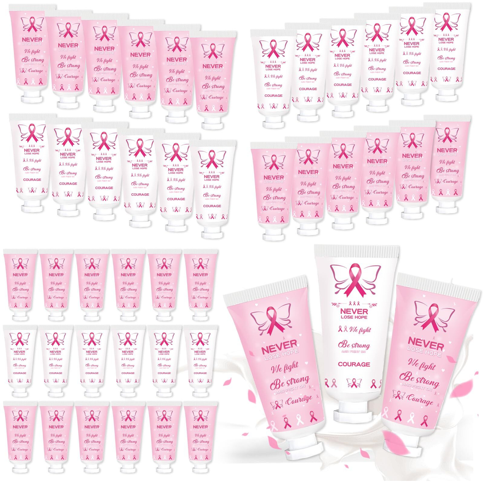 50 Pcs Breast Cancer Awareness Favors, Breast Cancer Hand Cream, Pink Ribbon Travel Size Hand Lotion, Breast Cancer Awareness Party Supplies For Women Guests