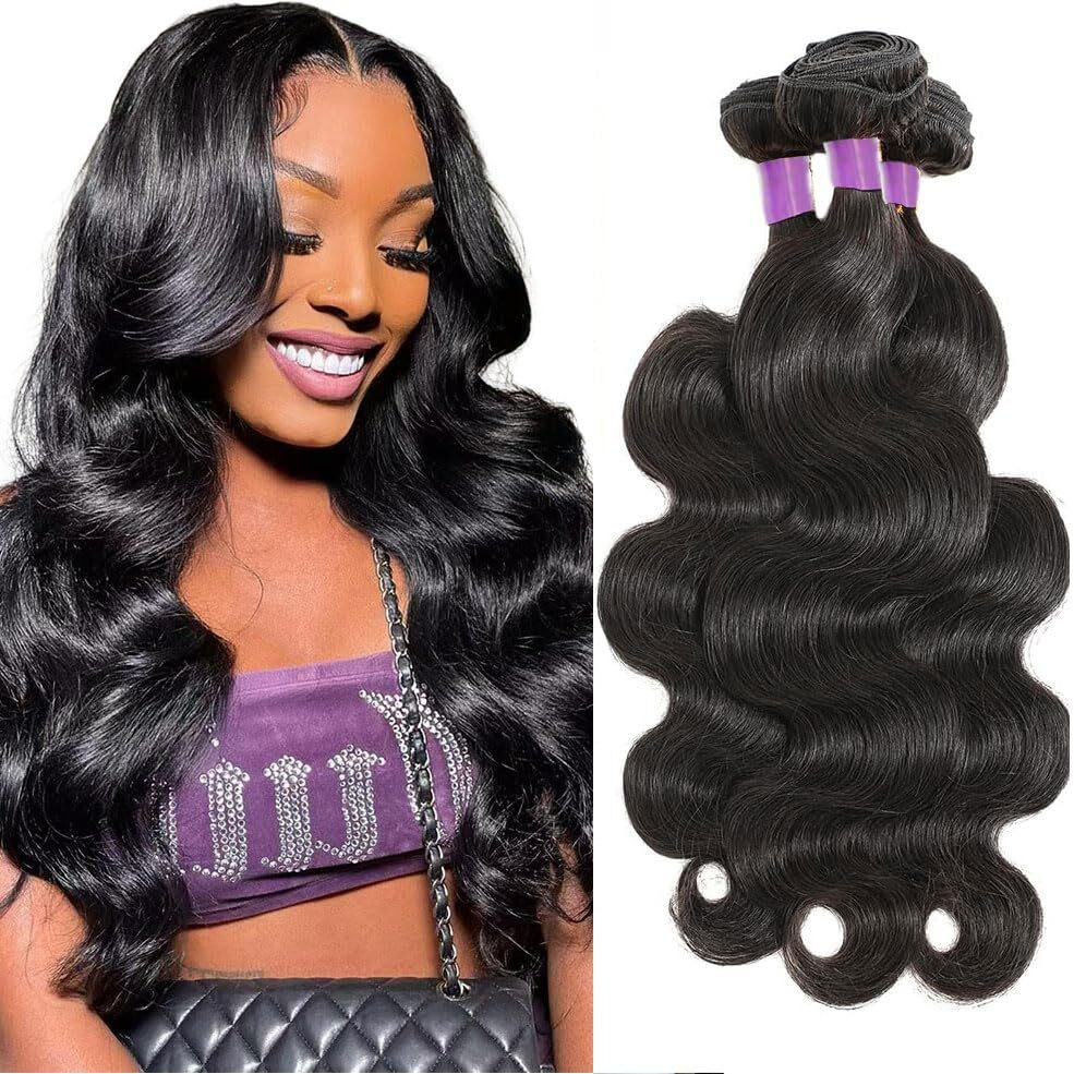 12A Human Hair Bundles Body Wave Bundles Human Hair 100% Unprocessed Brazilian Virgin Hair 3 Bundles Human Hair For Women 16 18 20 Inch Natural Black