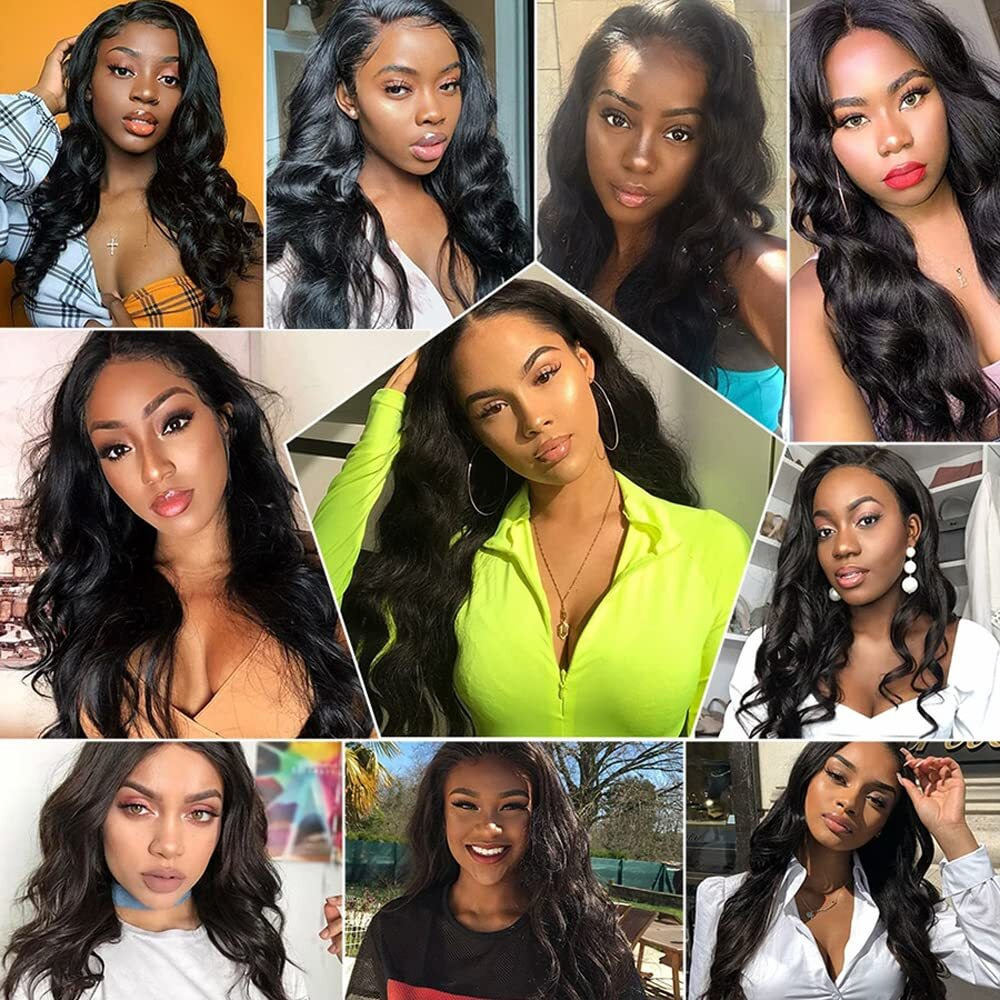 Zevpiul Body Wave Bundles Human Hair Unprocessed Brazilian Virgin 3 Bundles 30 32 34 Inch Natural Black Zevpiul Body Wave Bundle Human Hair Extensions 50 Gram Per Bundle