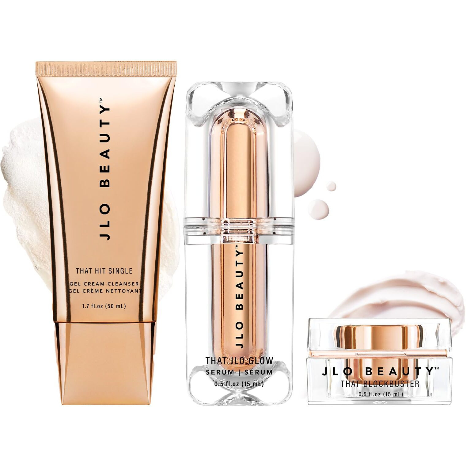 Jlo Beauty That Jlo Starter Skin Care Kit Includes Gel Cream Face Cleanser, 1.7 Oz, Face Moisturizer Cream, 0.5 Oz, Facial Serum, 0.5 Oz, Gently Tightens, Clears, And Hydrates For Smooth, Radiant Skin