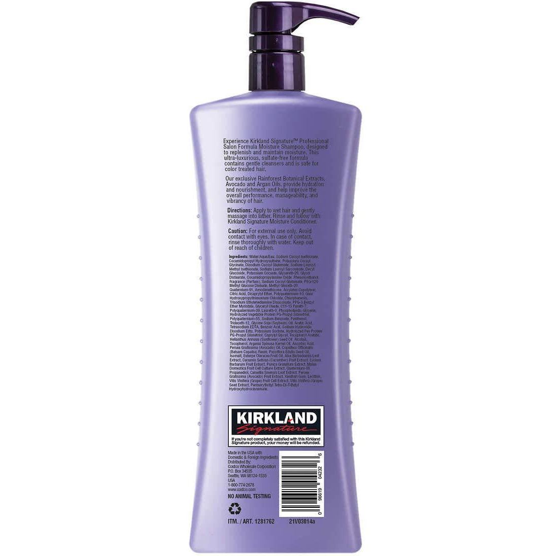 Kirkland Signature Moisturizing Shampoo New And Improved Formula Rainforest Botanical Extracts, Avocado & Argan Oils