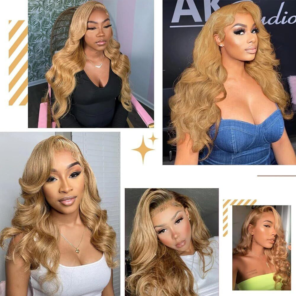 Color 27 Bundles Human Hair 30 32 34 Inch Unprocessed Honey Blonde Body Wave Bundles Brazilian Virgin Hair