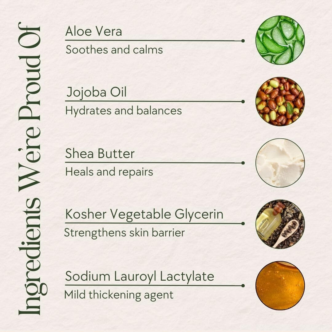 Organic Jaguar Natural Body Wash With Aloe Vera Gel And Honeysuckle, Bath And Shower Soap Cleanser For Body Care, Leaves Skin Soft & Hydrated, Unscented, Sulfate And Paraben Free, 13.5 Fl Oz