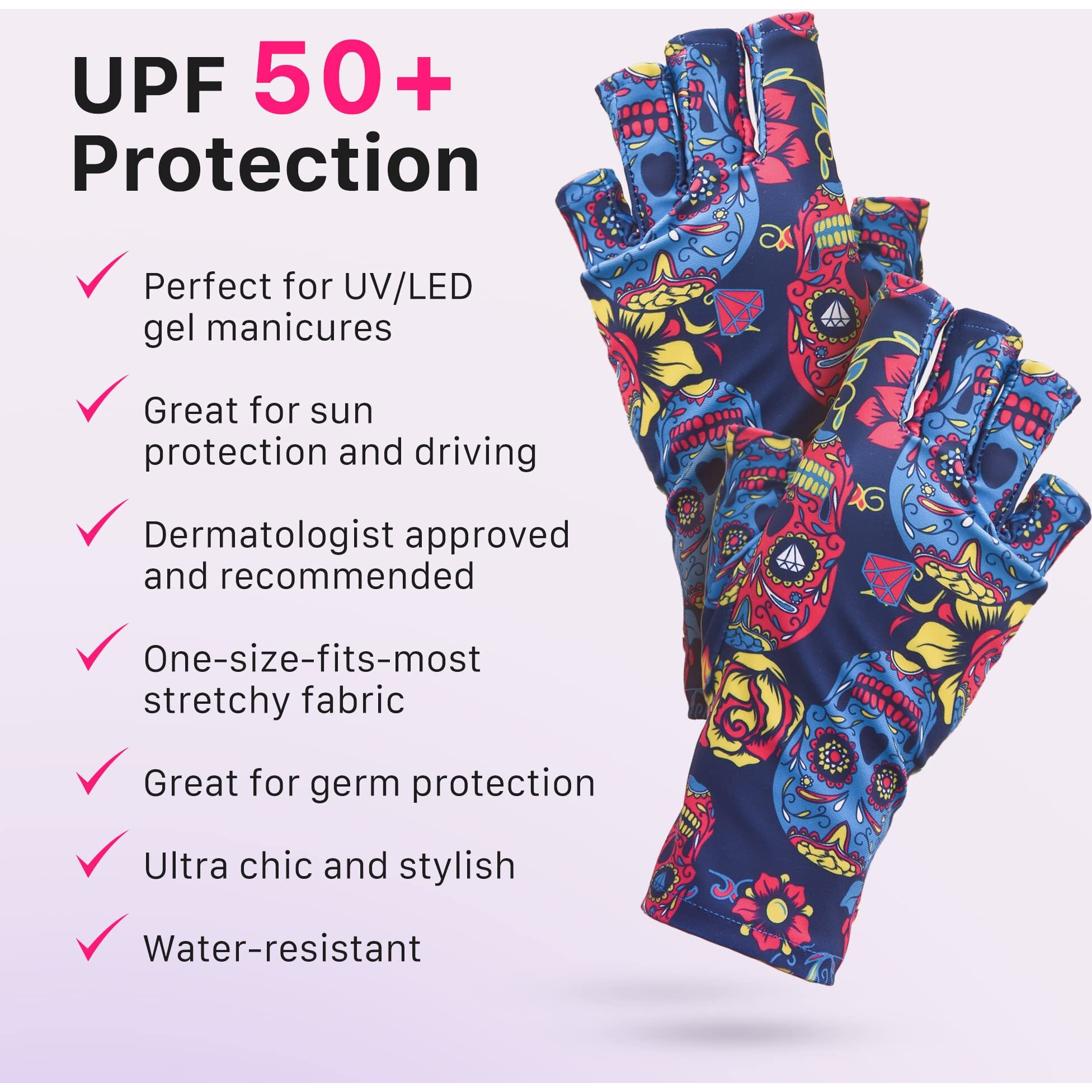 Maniglovz - The Original Upf 50+ Uv Light Protective Nail Gloves | Gel Manicure Gloves And Anti Uv Fingerless Gloves For Women | Can Be Used As Sun Protection Gloves For Driving | Lipstick And Lashes