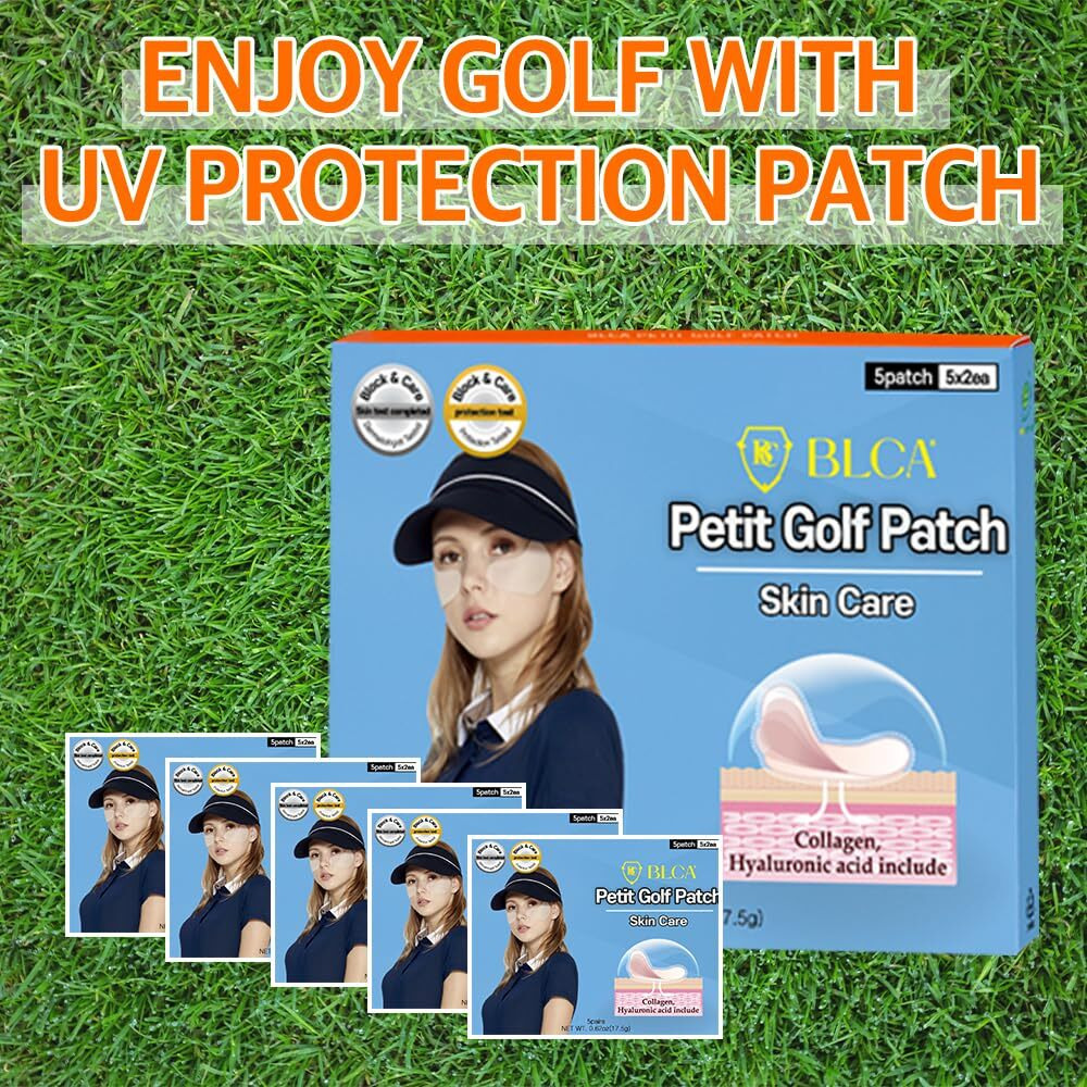 Block&Care Golf Patches For Sun Protection Uv Protection Facial Patches For Outdoor Activities 5Pairs Of Sunblock Gel Patches With Skincare Ingredients. (10 Pack, Petit Golf Patch (Medium))