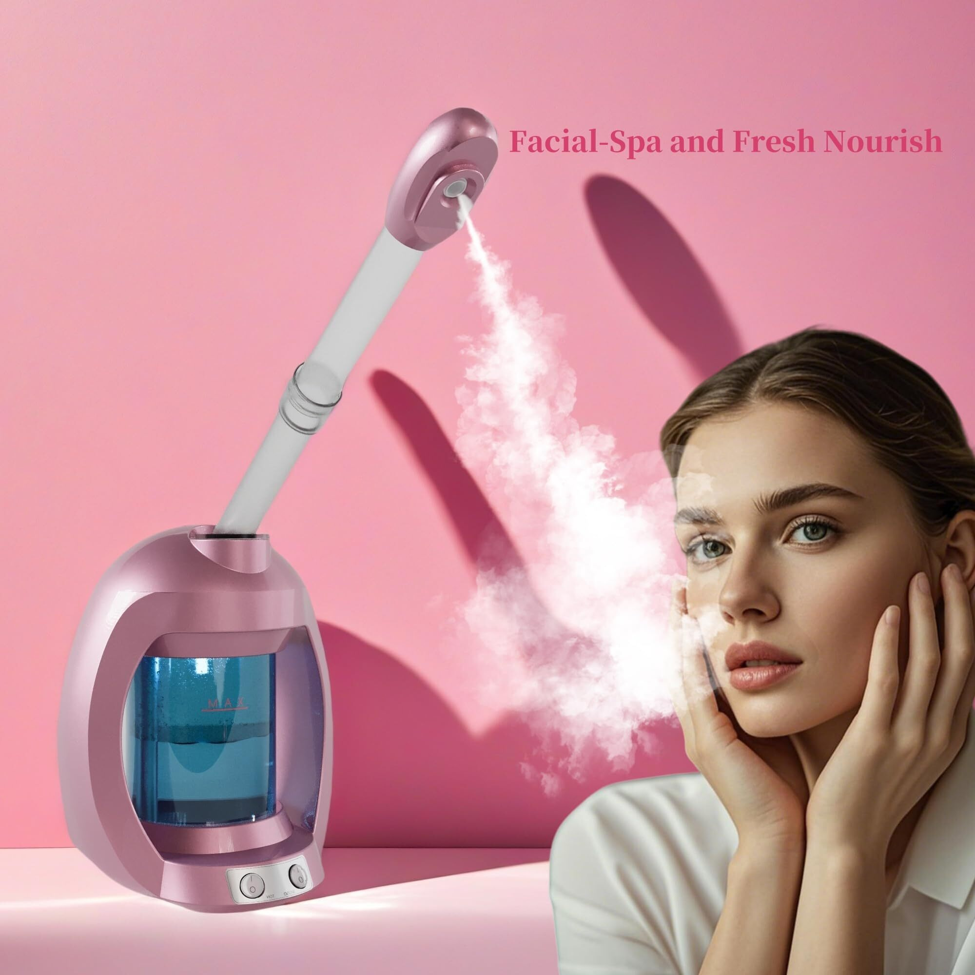 Facial Steamer, Nano Ionic Face Steamer For Facial Deep Cleaning, Pink Hair Steamer Facial Steamer Professional, Facial Steamers For Home Facial Spa.