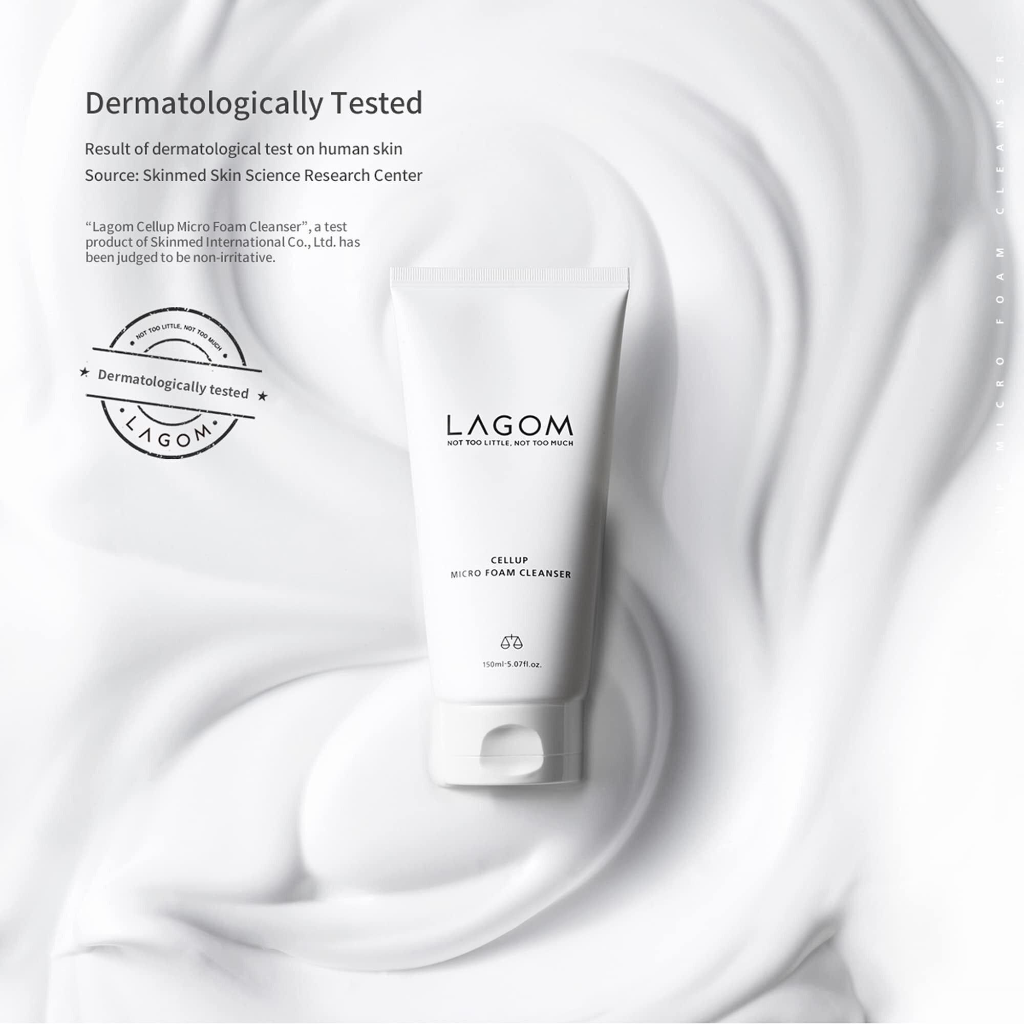 Lagom Cellup Micro Foam Cleanser, Hydrating Deep Cleansing Face Wash, Korean Makeup Remover, Dense Soft Micro Bubbles, Ultra Fine Dust Removal 4.05 Fl Oz