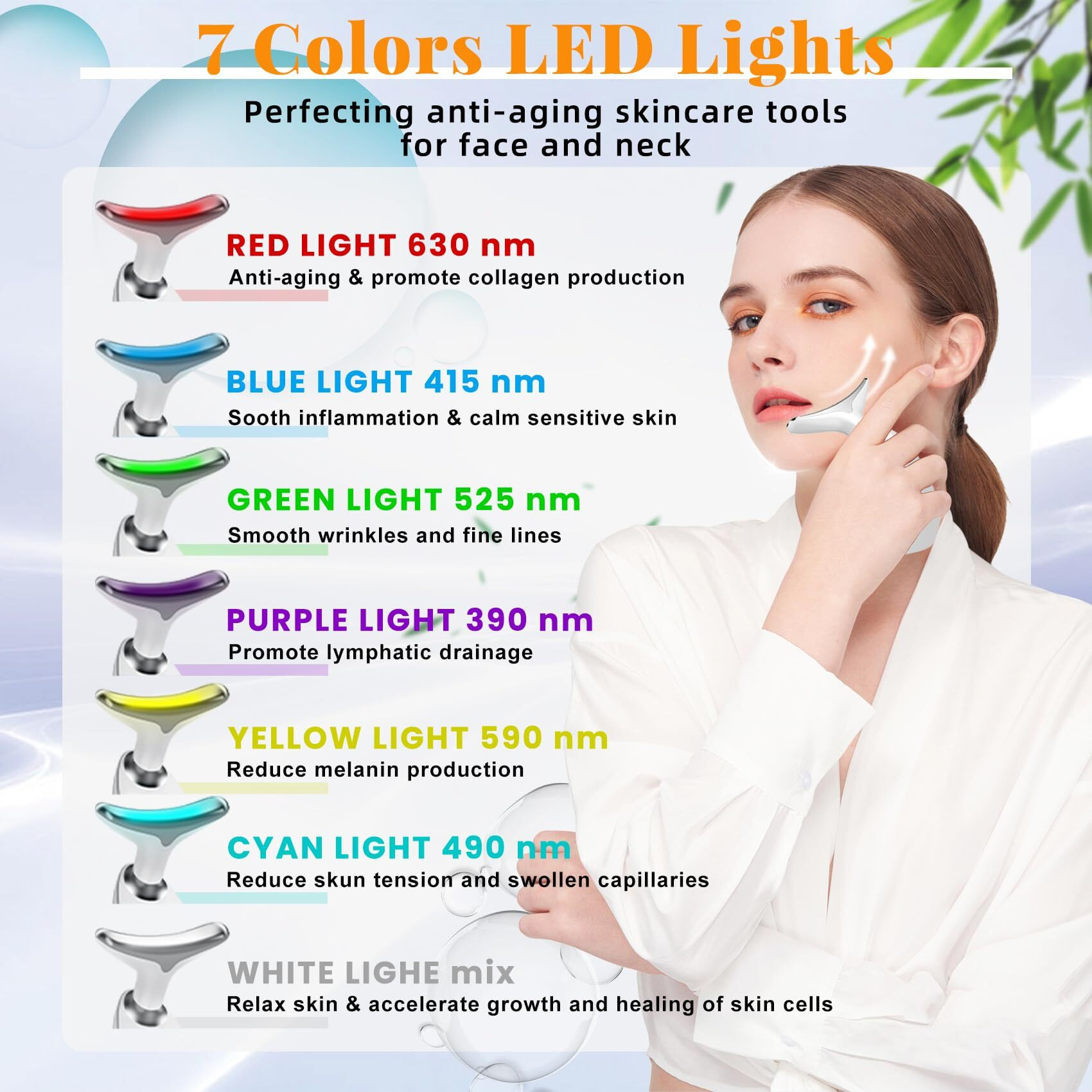 Face And Neck Massager Light Therapy, Face Massager Tool For Women, 7 Color Face Neck Massager, Face Sculpting Tool, Facial Massager Face Lift Device, True Beauty Glow Facial Massager