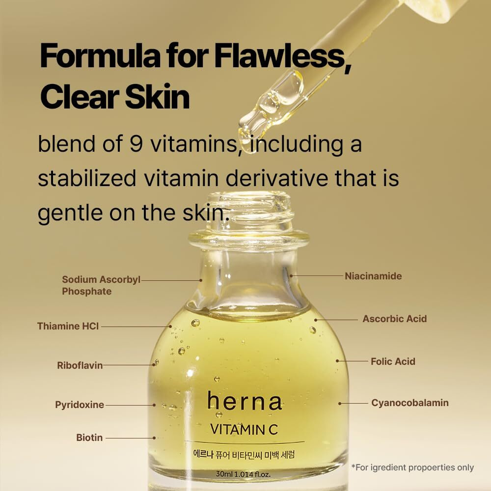 Herna Pure Vitamin C Serum - Niacinamide, Facial Brightening Skin Care, Korean Skin Care (30Ml/1.014Fl.Oz.)