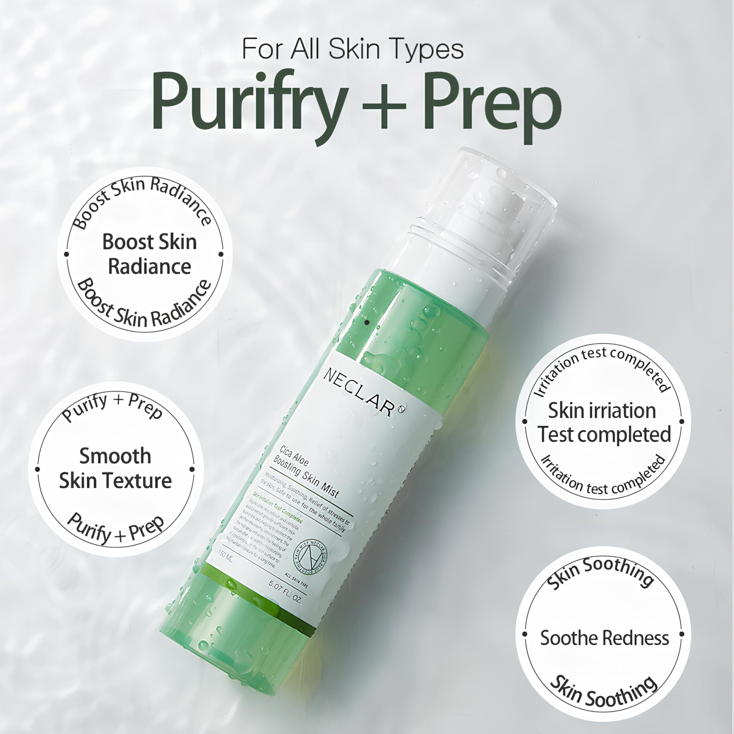Korean Hydrating Toner Spray For Face - Ph Balanced Toner For Sensitive Skin - Aloe Vera And Centella Asiatica - Facial Mist For Acne Prone Skin - Moisturizing Skincare For Redness, Dryness