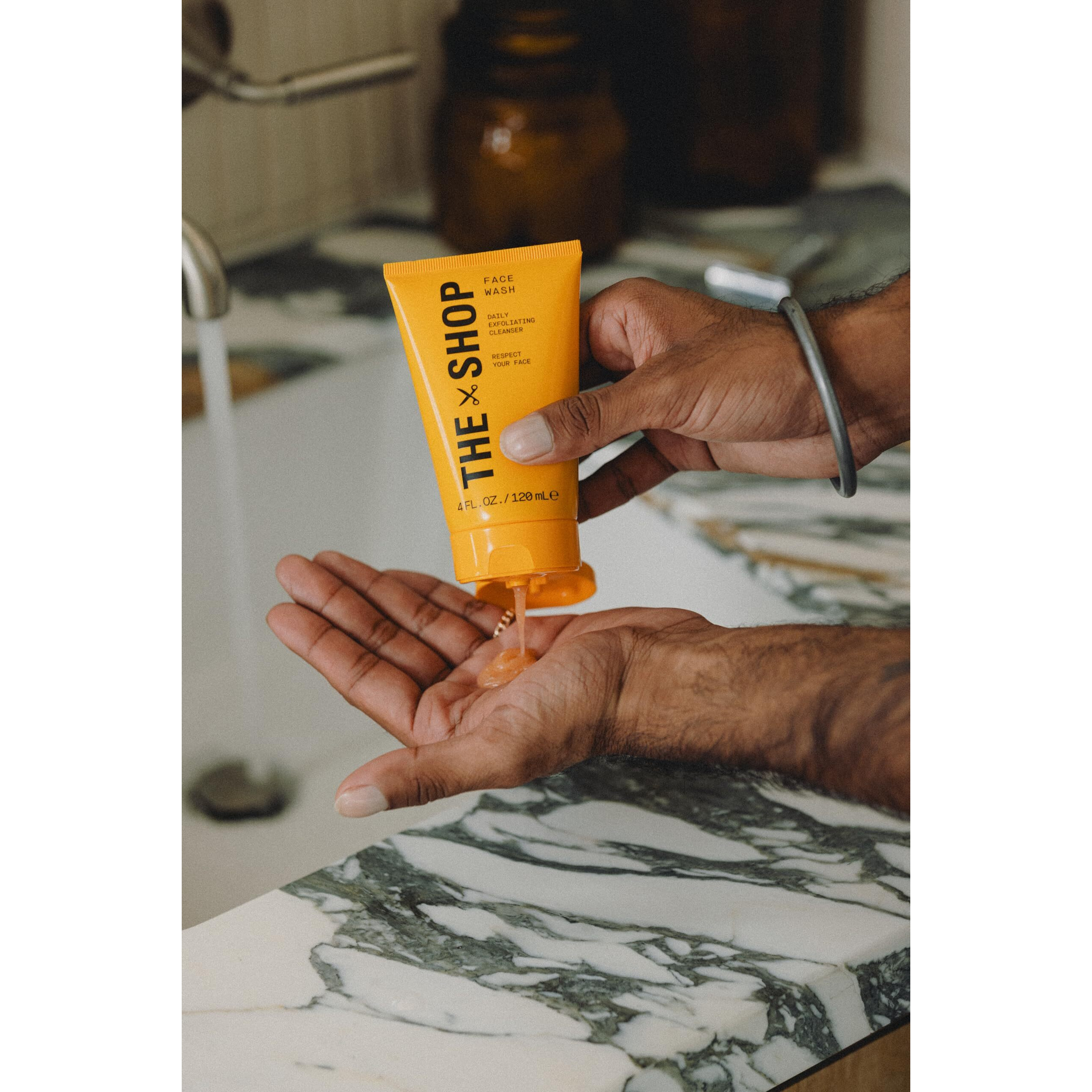 The Shop By Lebron James Men's Daily Exfoliating Face Wash, Gentle Cleanser For All Skin Types, Unclogs Pores, Removes Dirt & Oil, Smoothes Rough & Uneven Texture, Eucalyptus Scent, 4 Fl Oz