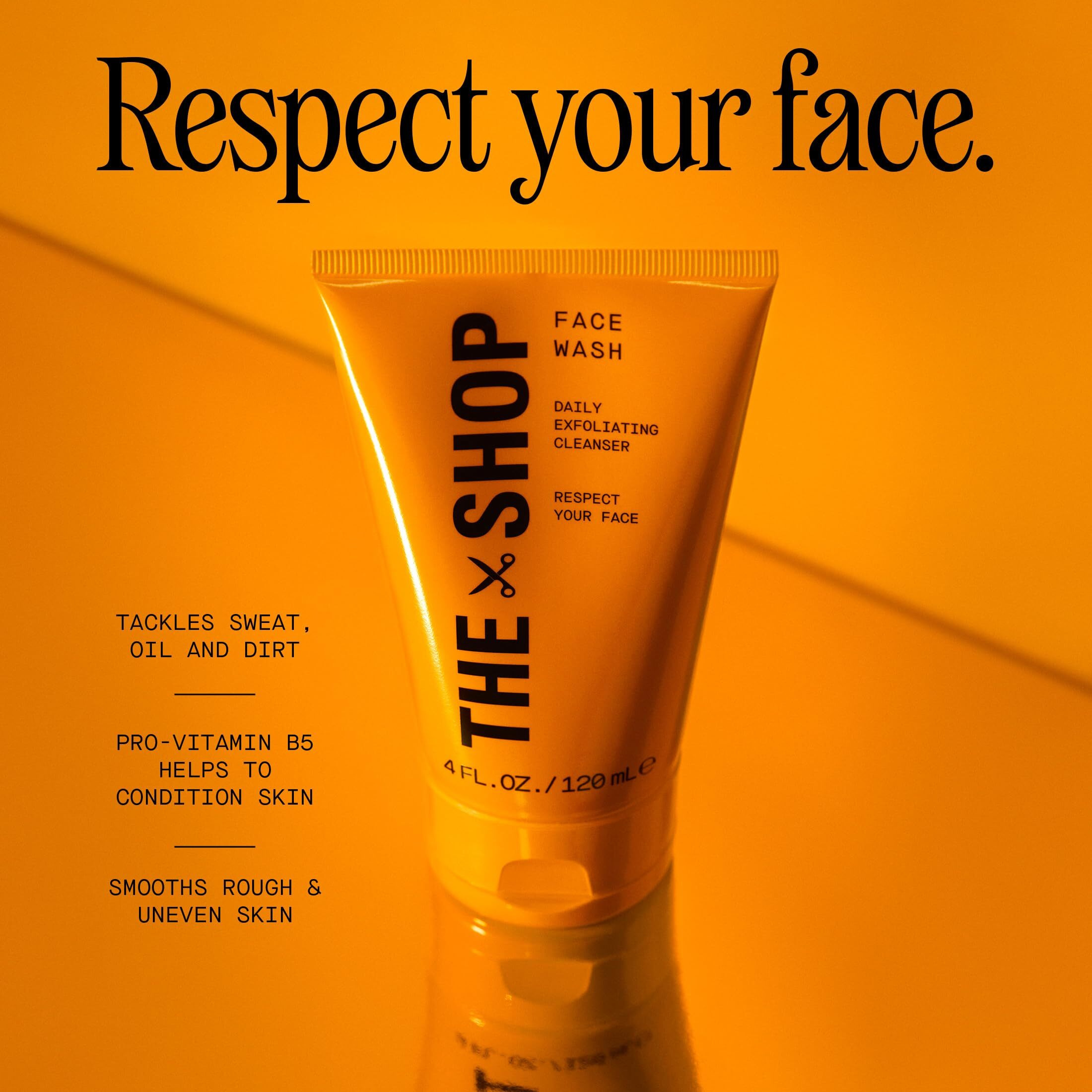 The Shop By Lebron James Men's Daily Exfoliating Face Wash, Gentle Cleanser For All Skin Types, Unclogs Pores, Removes Dirt & Oil, Smoothes Rough & Uneven Texture, Eucalyptus Scent, 4 Fl Oz
