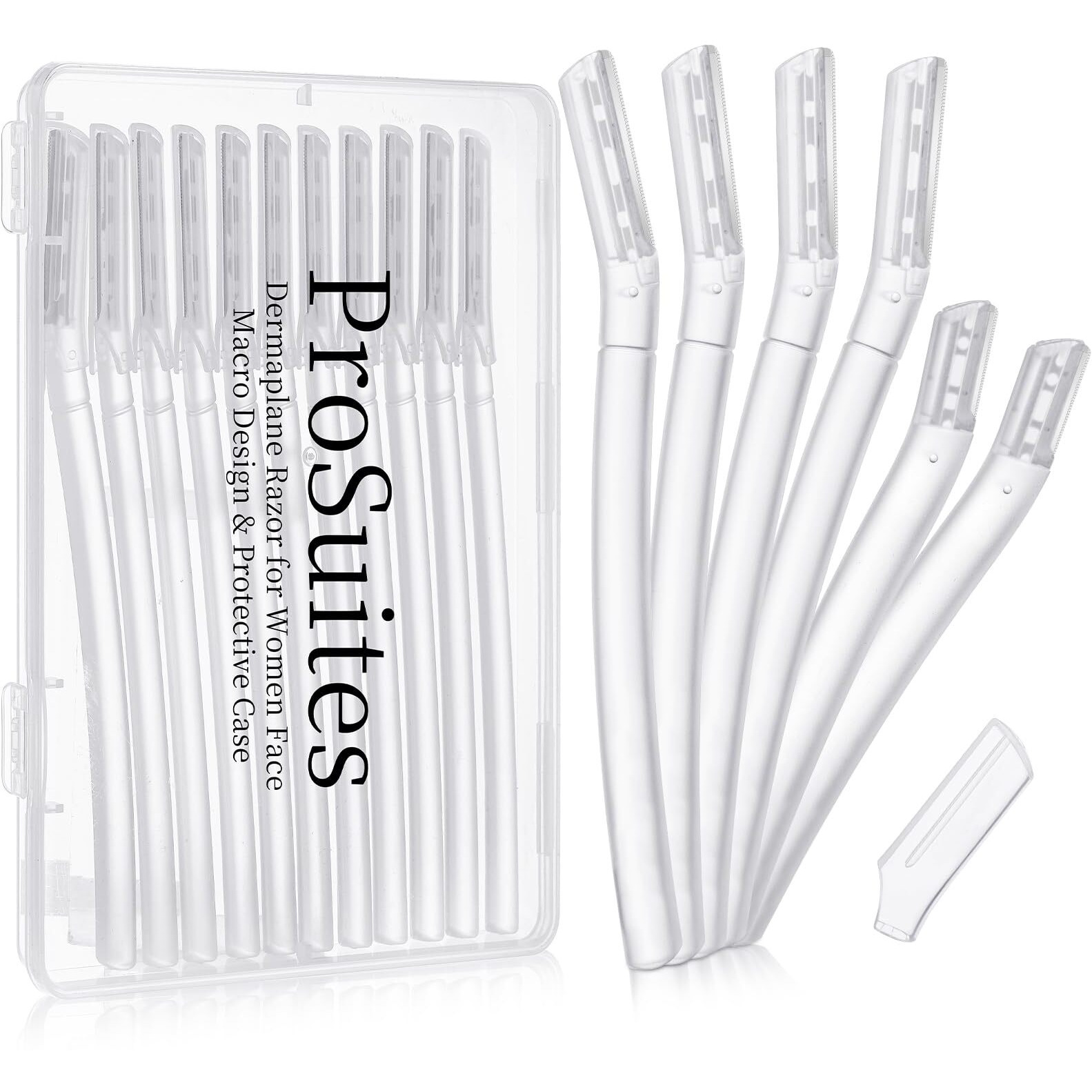 Prosuites 16 Count Dermaplane Razor For Women Face, Professional Facial & Eyebrow Hair Remover, Gentle Skin Exfoliation With Precision Blades,Transparent