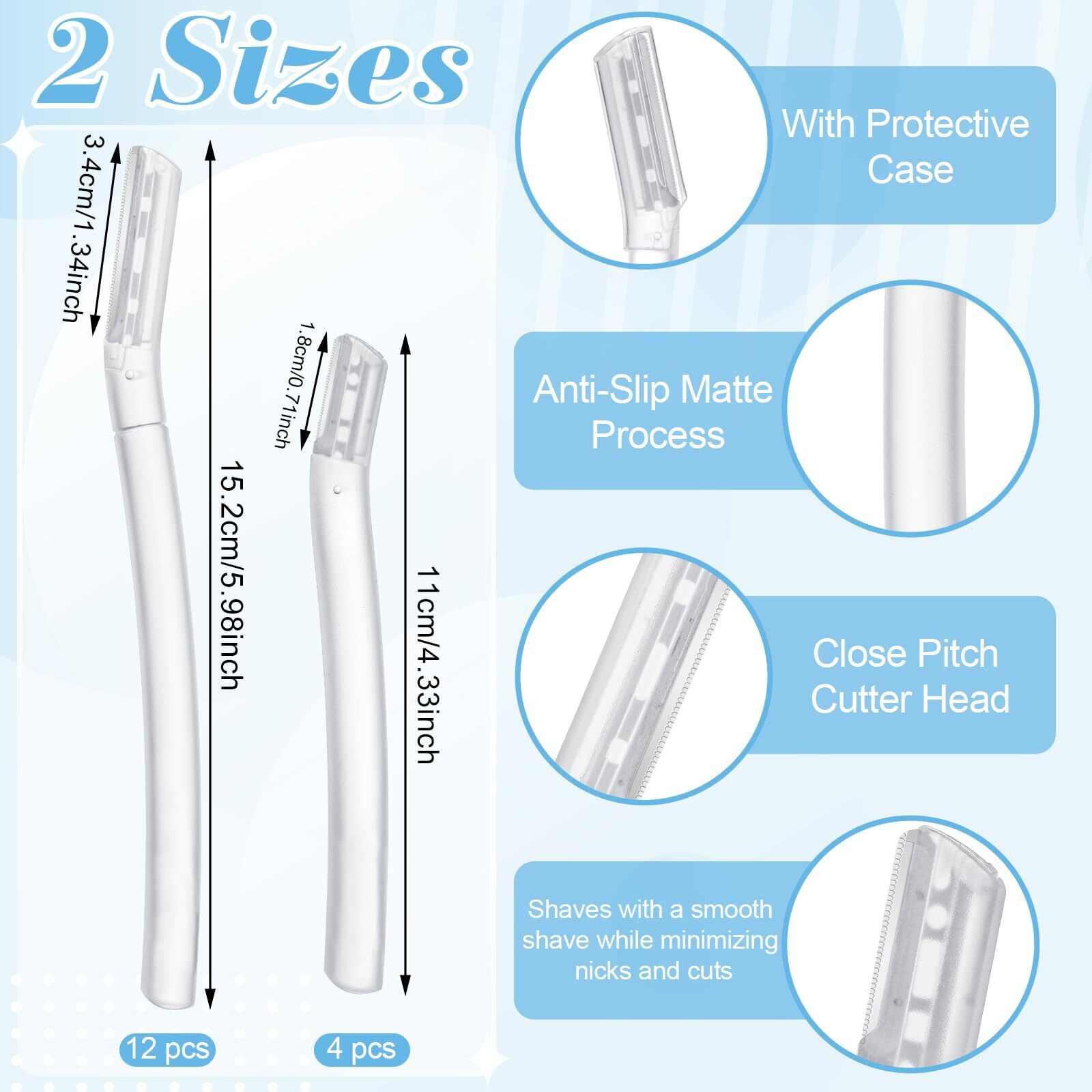 Prosuites 16 Count Dermaplane Razor For Women Face, Professional Facial & Eyebrow Hair Remover, Gentle Skin Exfoliation With Precision Blades,Transparent