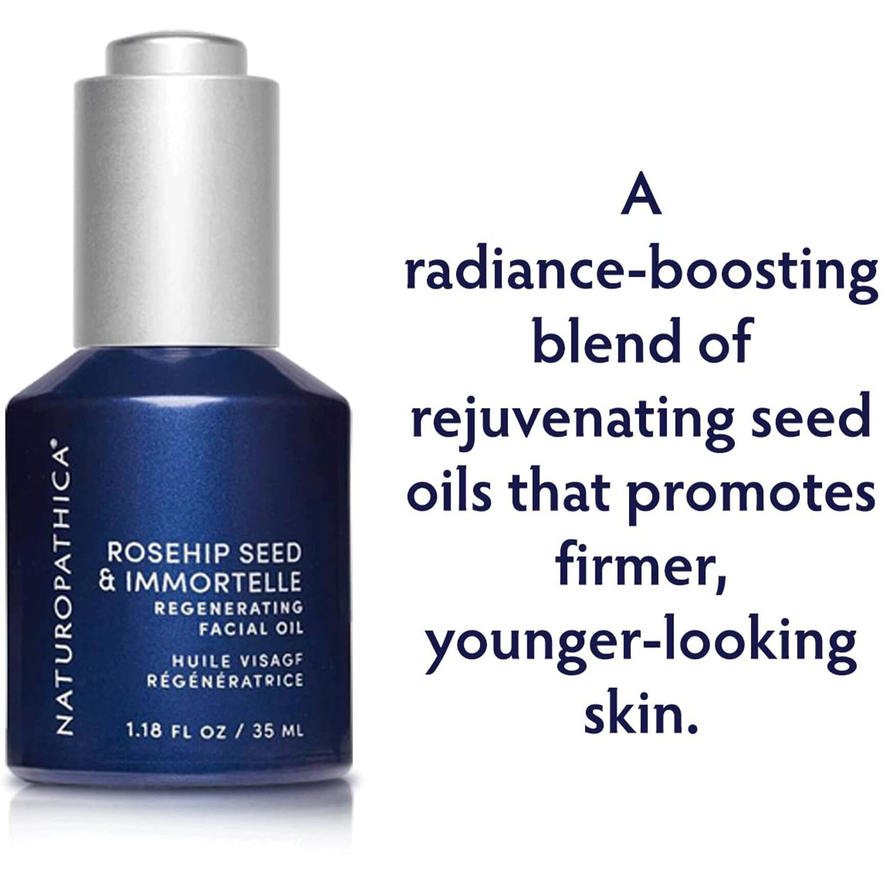 Naturopathica Rosehip Seed & Immortelle Regenerating Facial Oil, Daily Face Oil For Softened Fine Lines And A Healthy Glow, Lightweight Face Oil For Men And Women, 1.18 Fl Oz
