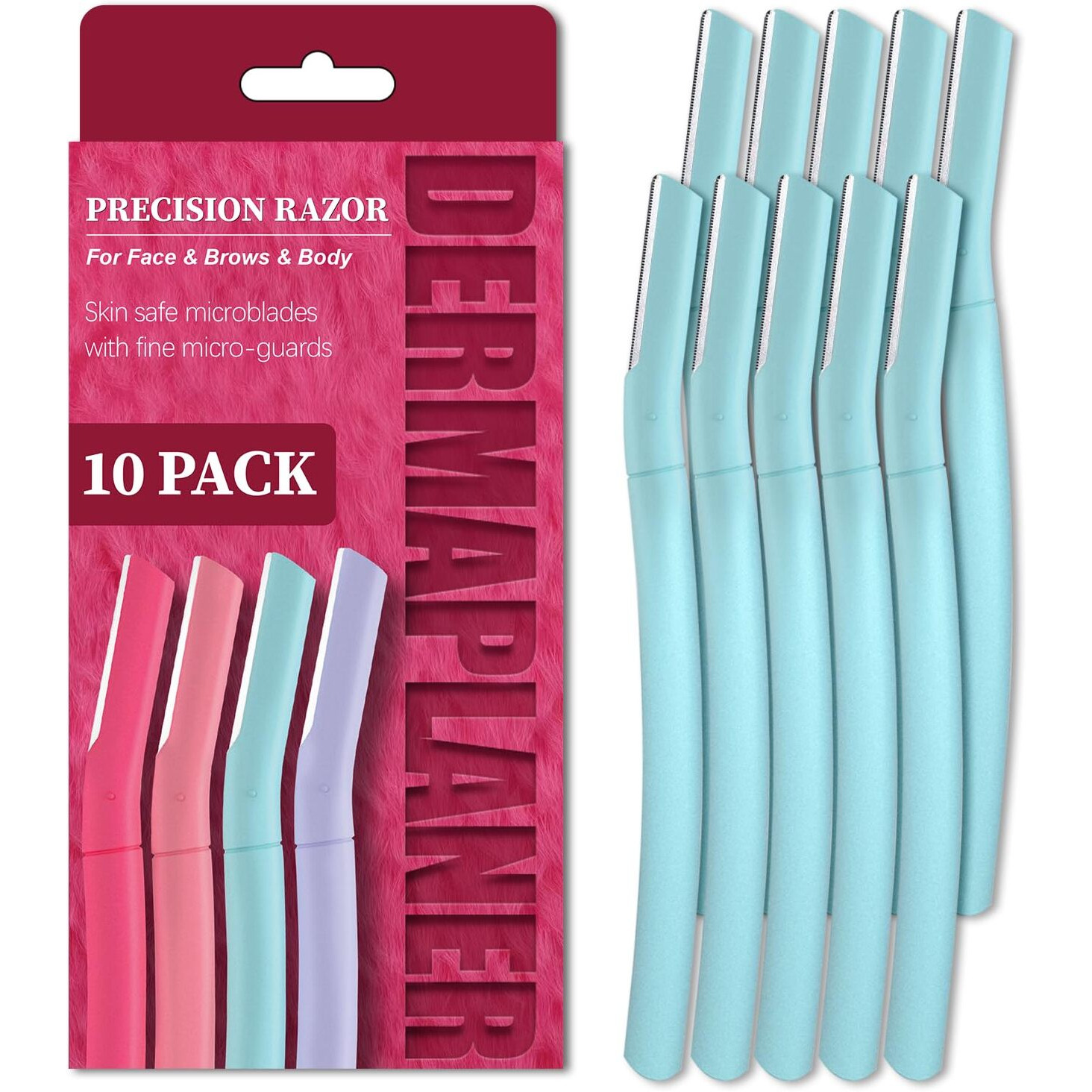Face Razors For Women, Dermaplane Razor For Women Face, Eyebrow Razor, Facial Razors, Dermaplaning Tool, Gentle Skin Exfoliation Microblades For Sensitive Skin, Peach Fuzz Remover, 10 Count (Tidal)
