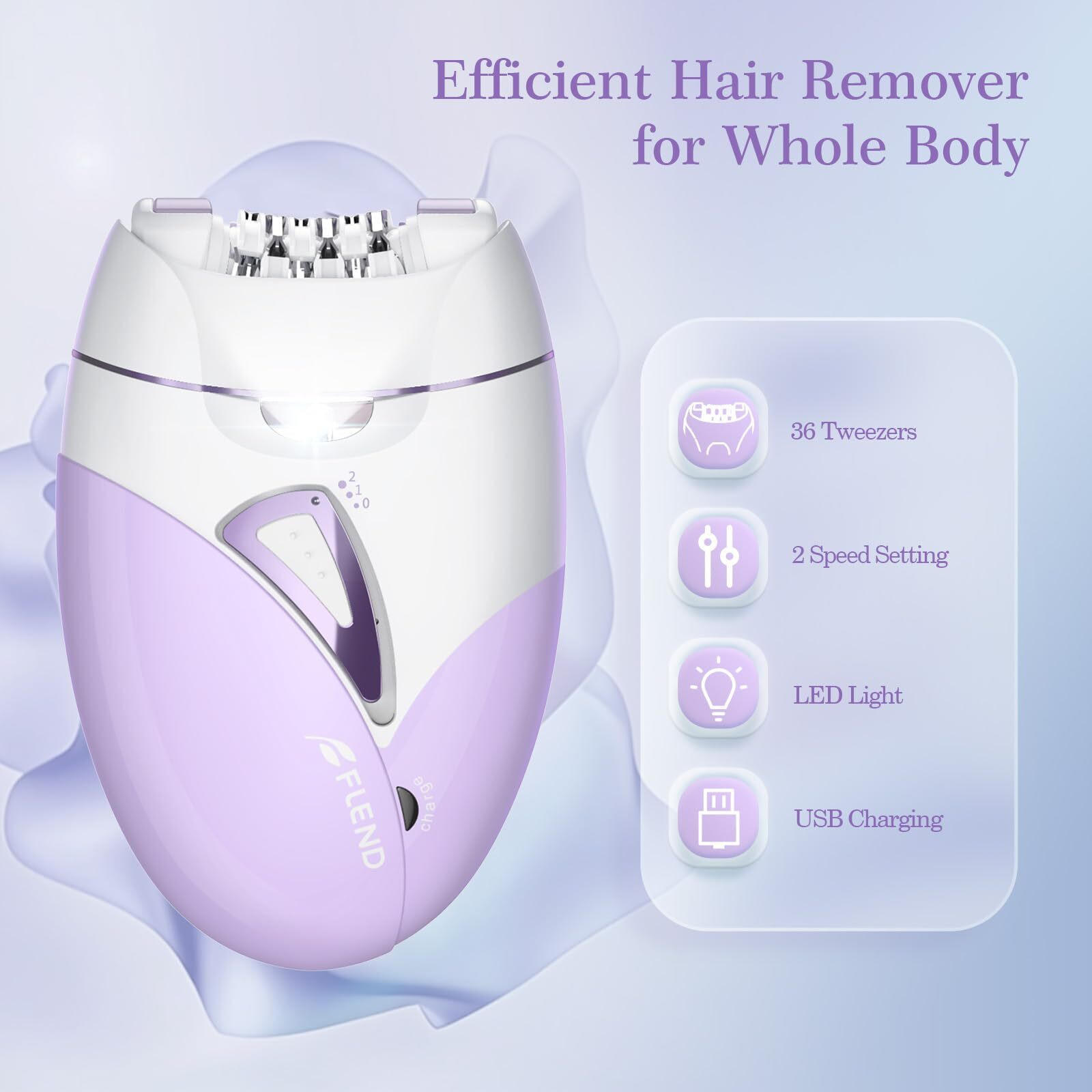 Epilators, 2-Speed Painless Smooth Glide Epilator For Women, Cordless Rechargeable Facial Hair Removal Epilator, Hair Removal Device For Women's Face Legs Bikini Area Arms Legs