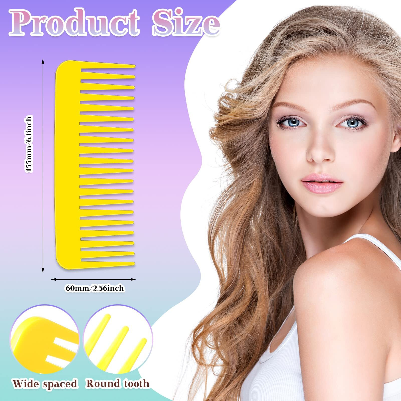 42 Pcs Wide Tooth Detangling Comb For Curly And Long Hair - Styling Shampoo Tool For Dry/Wet Hair, No Handle, For Women, Men, And Kids