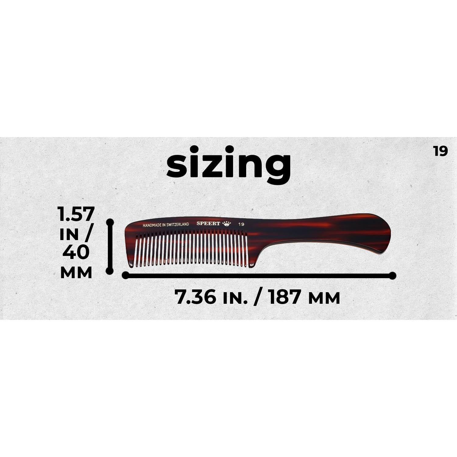 Speert 19 Handmade Wide Tooth Rake Comb Tortoise Havana Acetate Large Handle Thick Coarse Curly Hair Detangling Parting Grooming Teasing Hair Styling Hairdresser Barber Hairdressing Wet Dry Pocket