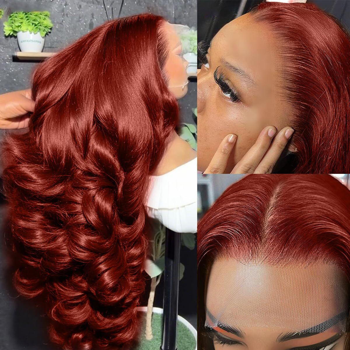 Reddish Brown Colored Human Hair Lace Front Wigs 13X4 Glueless Wigs Human Hair Pre Plucked Body Wave Glueless Wig Transparent Hd Lace Frontal Wigs 24Inch