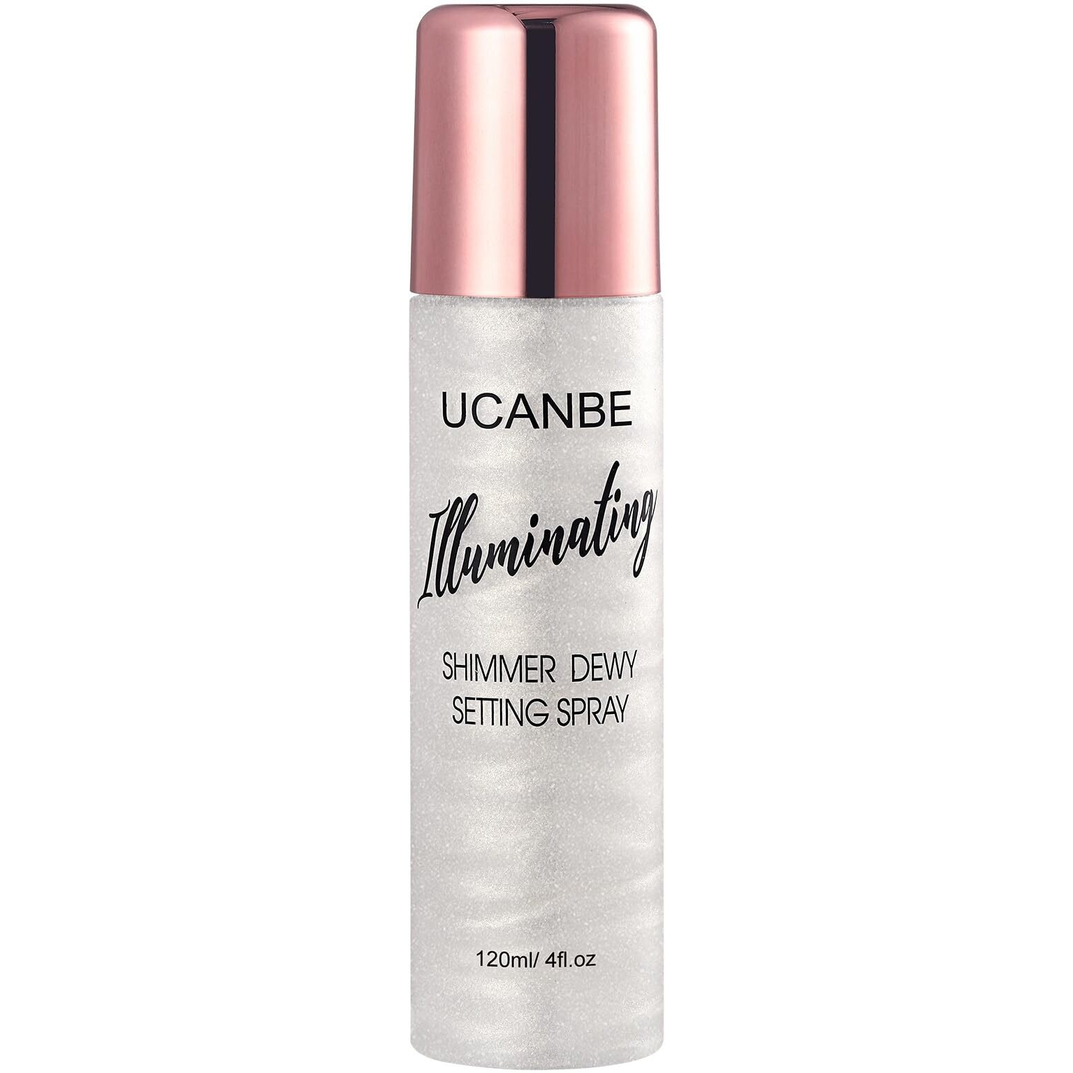 Ucanbe Shimmer Dewy Setting Spray - Glowing + Makeup Setting Spray 2 In 1 Lightweight Formula For A Radiant Glow,Long-Lasting Face Mist For Face Body, 4 Fl Oz Silver