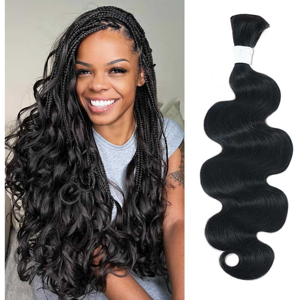 Body Wave Bulk Human Hair For Braiding No Weft Boho Braids Human Hair Brading Hair Extensions 100G One Bundle Wet And Wavy Human Braiding Hair For Boho Braids Natural Black(14Inch, Natural Black)