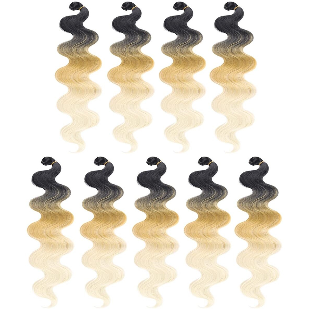 Cookoo 18 Inch Body Wave Braiding Hair 9 Packs Pre-Feathered 3 Tones Bouncy Braiding Braids Hair French Curl Crochet Braids For Boho Box Braids Synthetic Hair Extensions(1B/27/613)