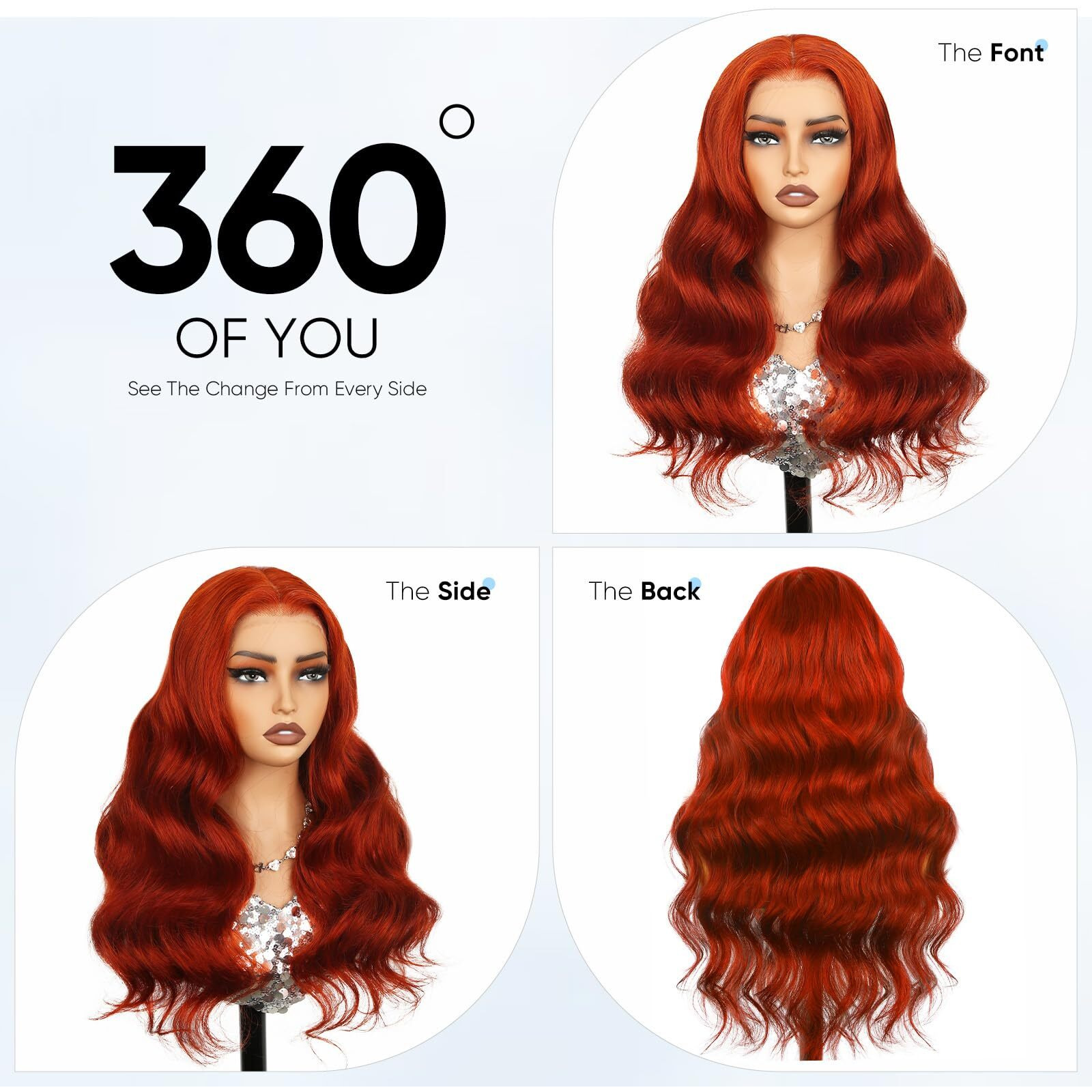 Kesenmu Ginger Wig Human Hair,13X6 Hd Ginger Body Wave Lace Frontal Wigs Human Hair Pre Plucked With Baby Hair,210% Density Colored Orange Wig For Women 30 Inch