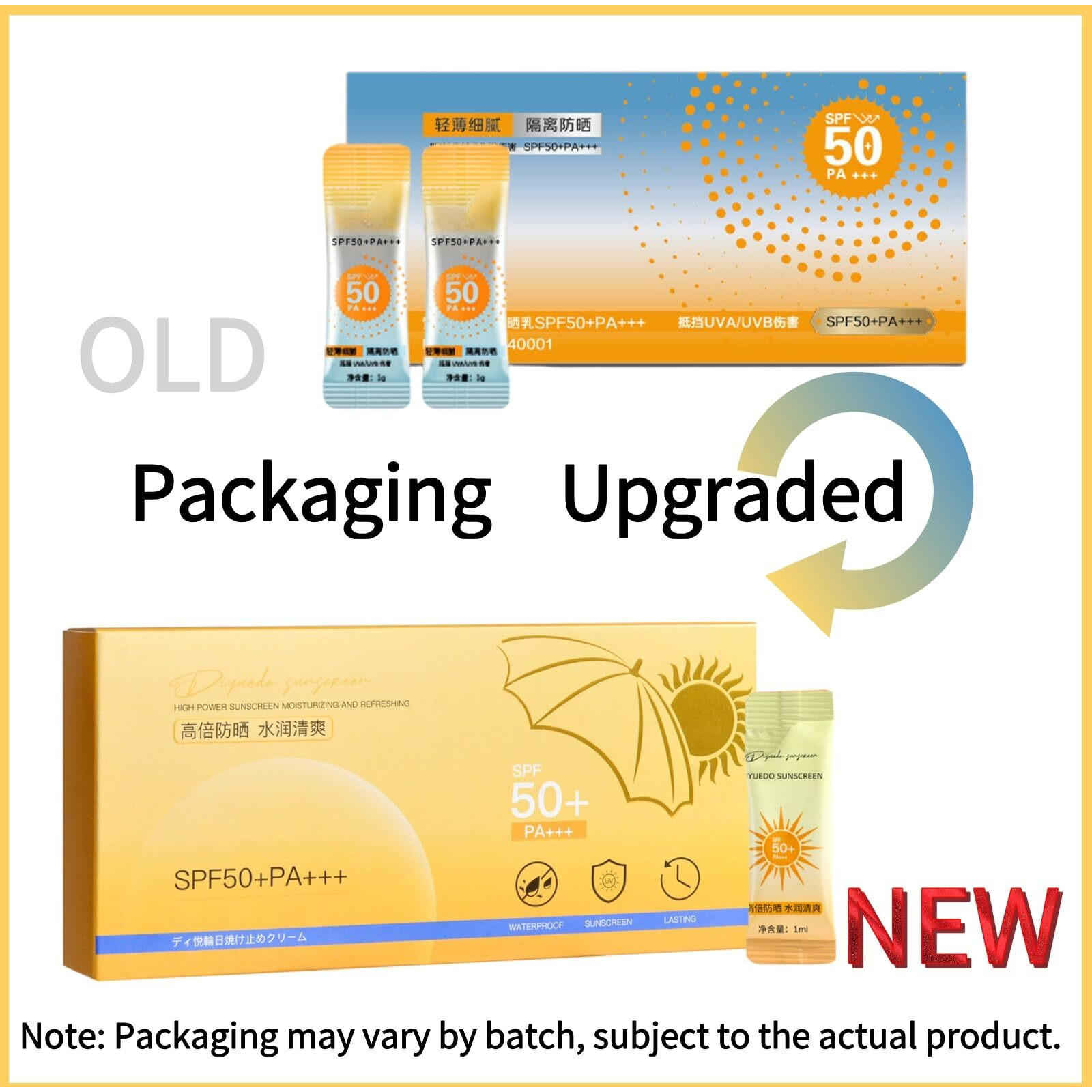 50Pcs Mini Sunscreen Spf50+ Pa+++ - Travel Size Sunscreen Bulk For Face & Body, Lightweight & Non-Greasy, Water-Resistant, Perfect For Summer Party & Thank You Gifts