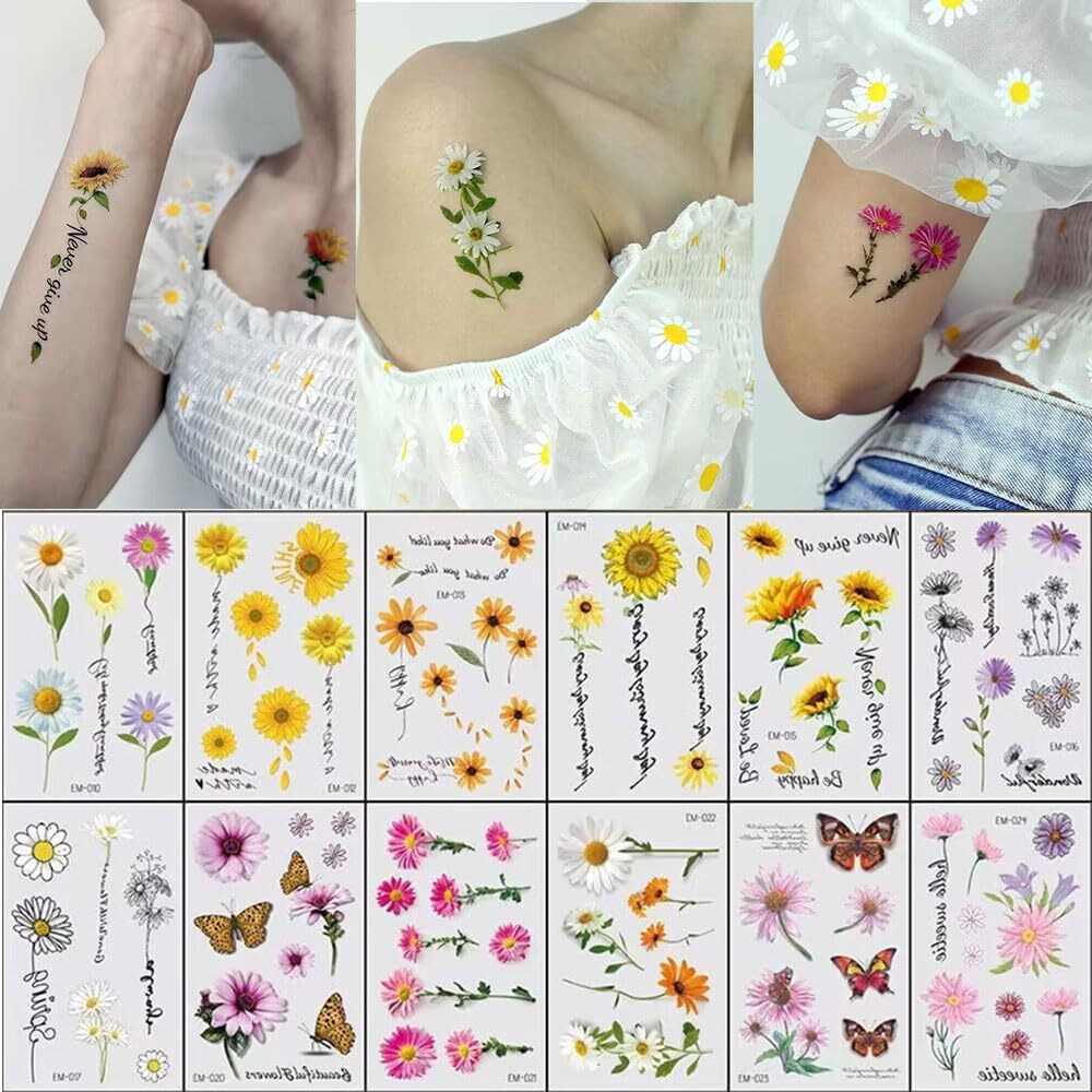 Temporary Tattoo, Waterproof Colorful Temporary Tattoos Fake Tattoos That Look Real And Last Long Tattoo Stickers Watercolor Mixed Style Body Art Temporary Tattoos For Women Girls Kids