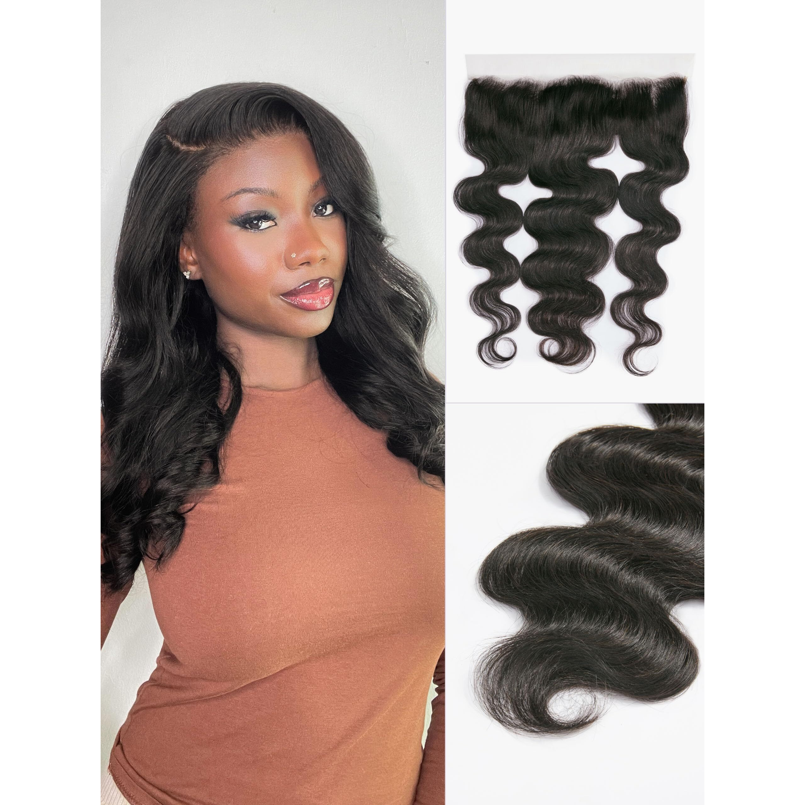 Luvme 13X4 Lace Frontal 22 Inch 12A Brazilian Body Wave Frontal Closure Human Hair 100% Unprocessed Virgin Human Hair Pre Plucked 150% Density Natural Black