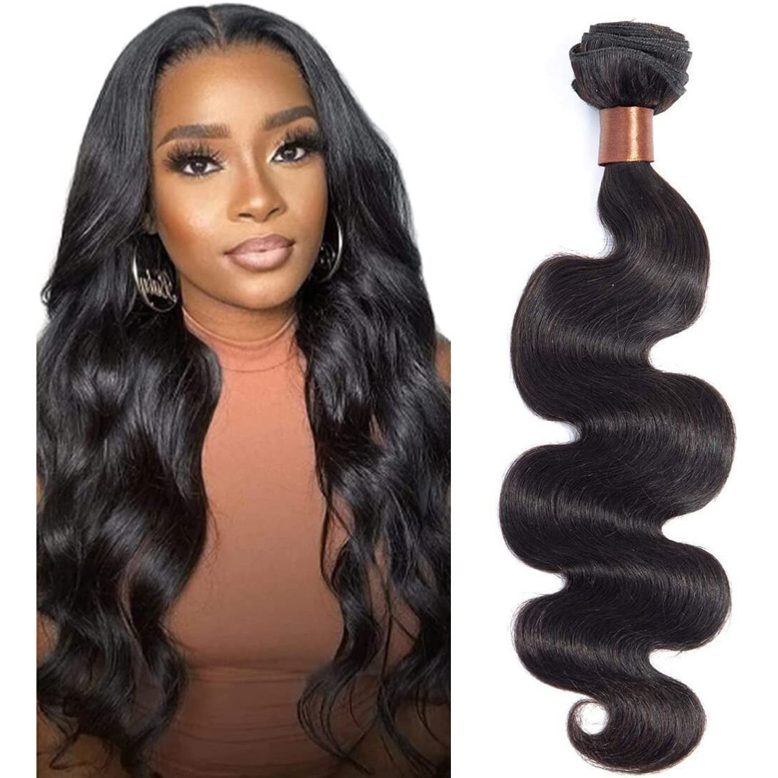 Angie Queen Brazilian Virgin Hair Human Hair Body Wave One Bundle 16 Inch Unprocessed Human Hair Weave Body Wave Bundles Human Hair Nature Black Color