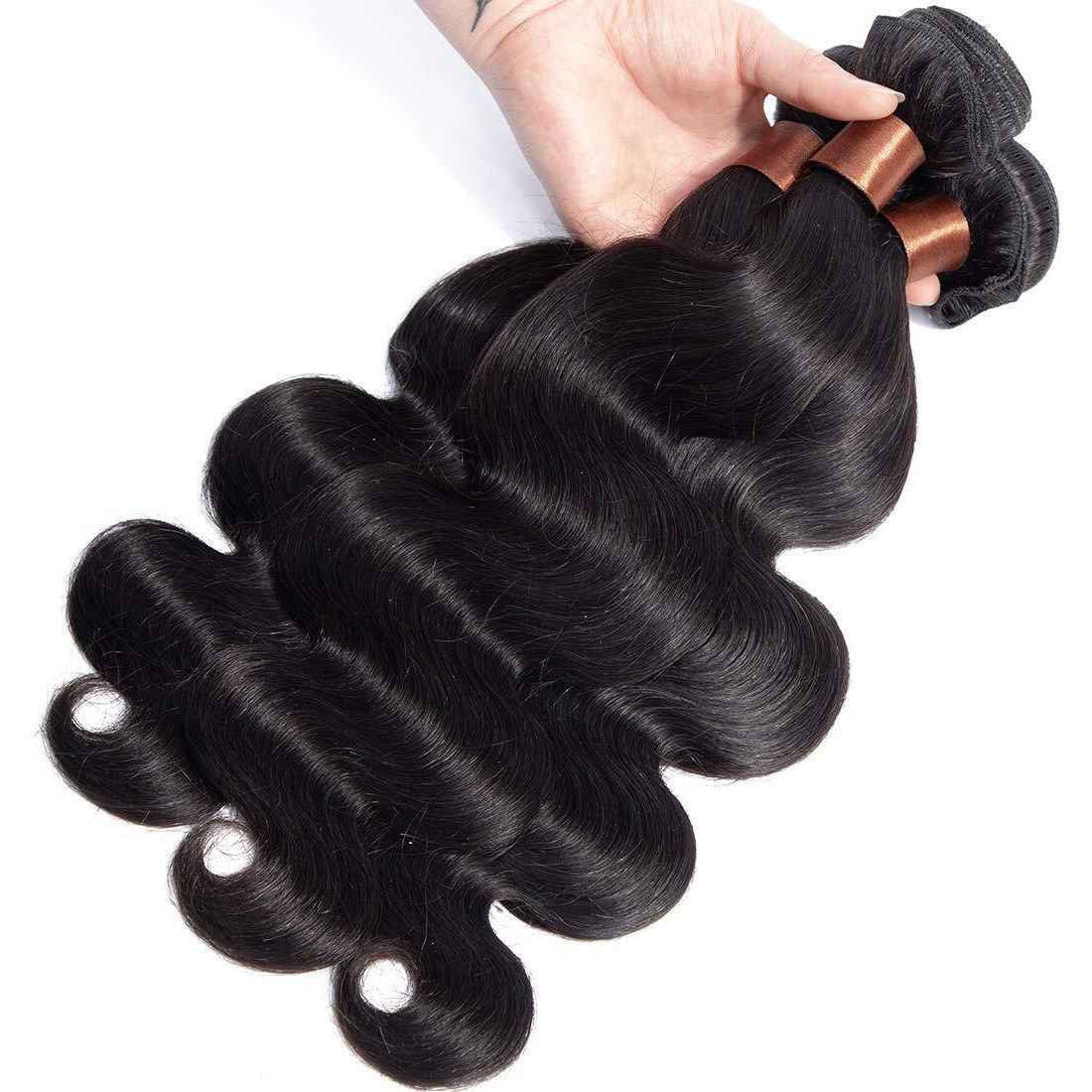 Angie Queen Brazilian Virgin Hair Human Hair Body Wave One Bundle 16 Inch Unprocessed Human Hair Weave Body Wave Bundles Human Hair Nature Black Color