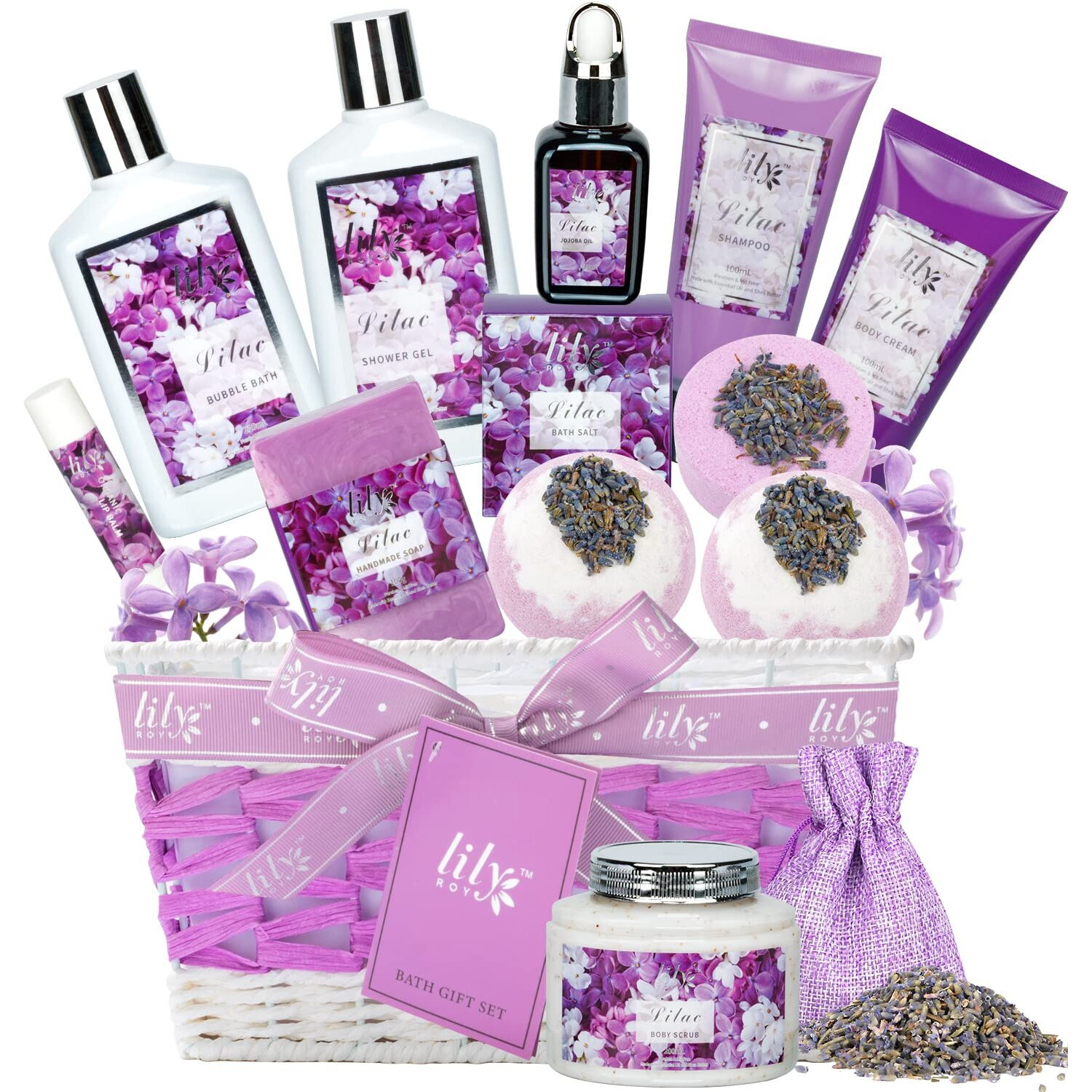 Bath & Body Gift Set For Mothers Day - Luxury 18-Piece Spa Gift Basket For Women, Pampering Bath Set With Bath Bomb | Christmas, Birthday Gifts, Perfect Holiday Gift For Her & Mom All Occasions