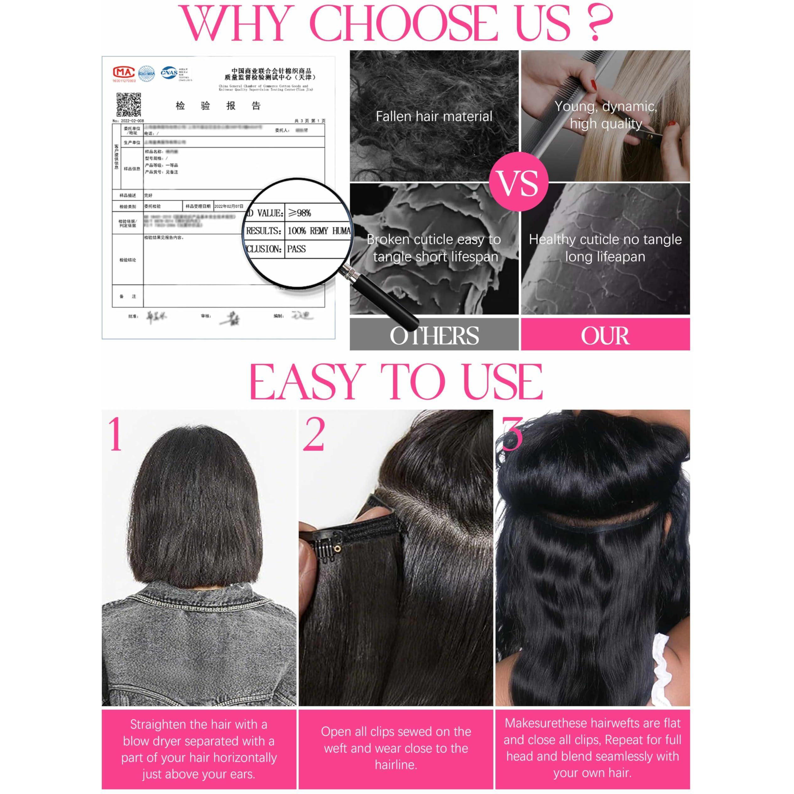 Lacer Body Wave Clip In Hair Extensions Real Human Hair, 7 Pcs 120G 22 Inch Wavy Human Hair Clip In Extensions For Women Natural Black