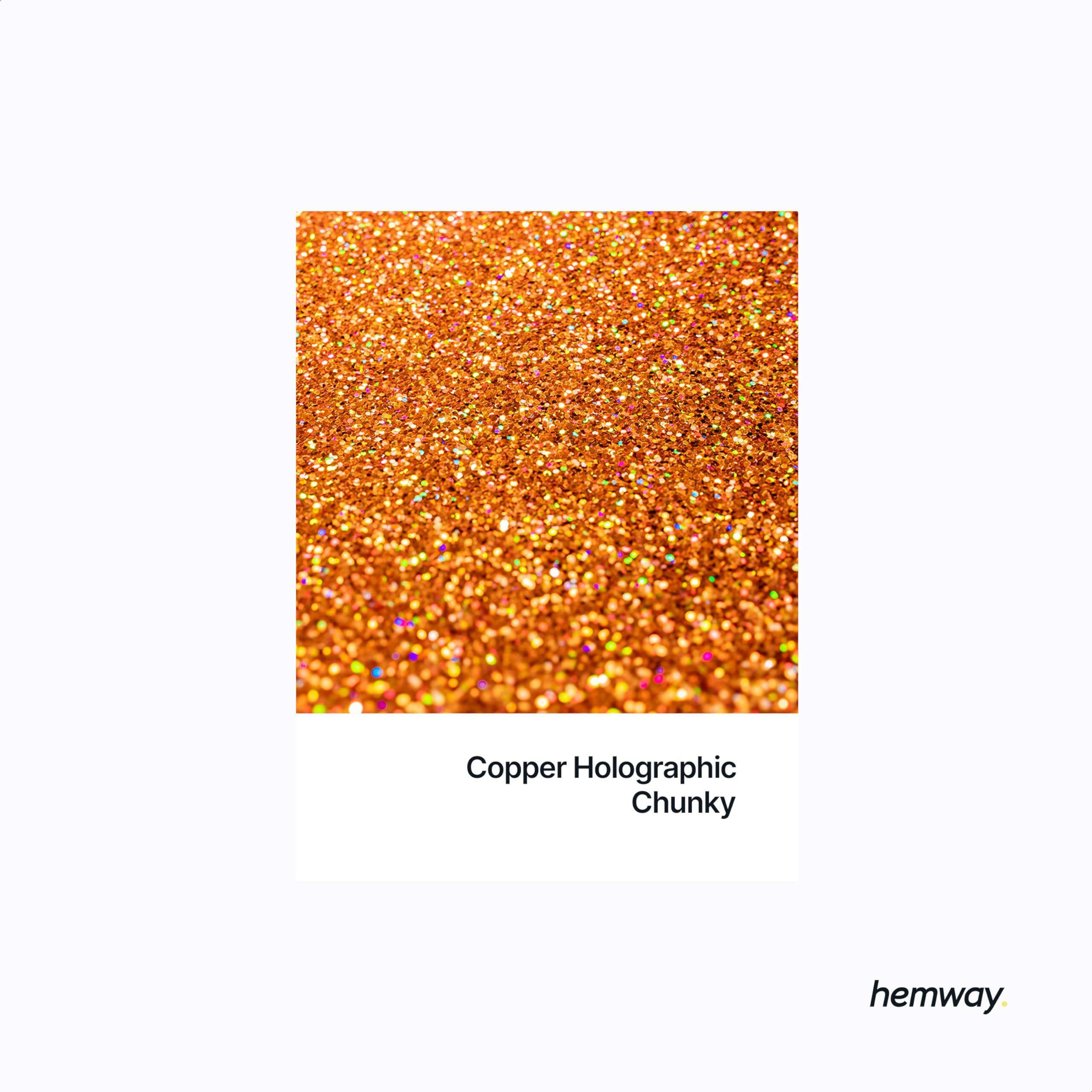 Hemway Eco Friendly Biodegradable Glitter 100G / 3.5Oz Bio Cosmetic Safe Sparkle Vegan For Face, Eyeshadow, Body, Hair, Nail And Festival Makeup - Chunky (1/40"" 0.025"" 0.6Mm) - Copper Holographic
