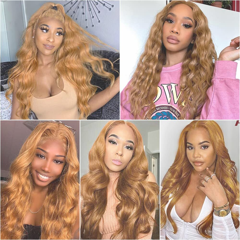27 Blonde Bundles Human Hair Body Wave Bundles 20 22 24 Inch 3 Bundle Unprocessed Brazilian Virgin Hair Honey Blonde Body Wave Human Hair Extensions 50 Gram Per Bundle