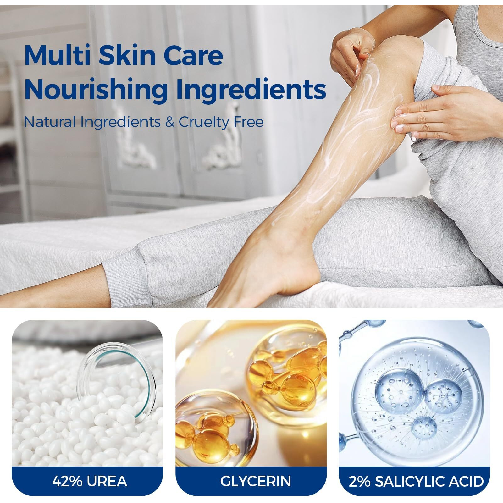 Oukeya Urea Cream 42 Percent With 2% Salicylic Acid Tube 3 Oz, Foot & Hand Cream For Dry Cracked, 40 Per Urea Lotion For Feet Maximum Strength, 3 Pack