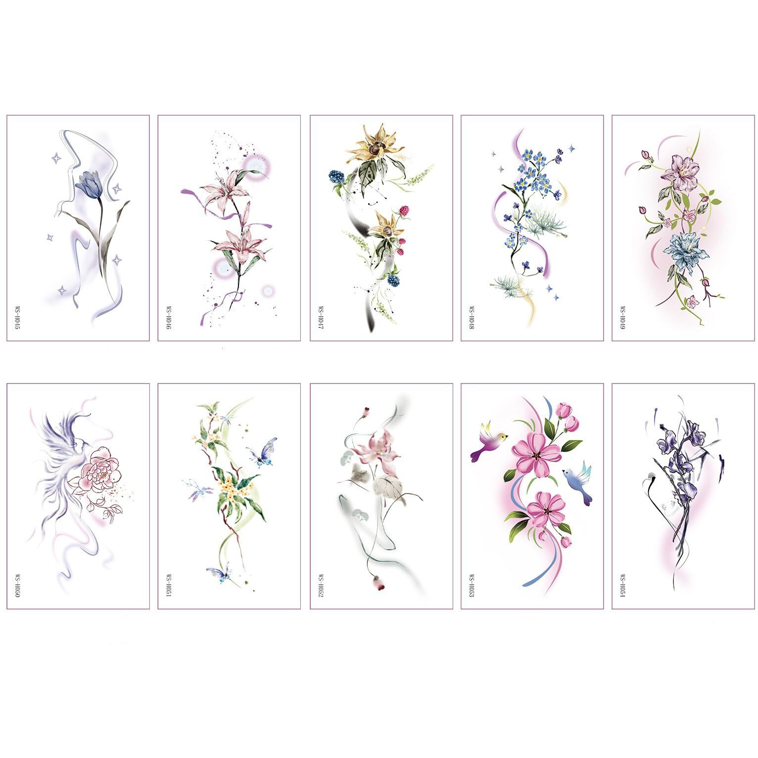 10 Sheets Flowers Temporary Tattoos Colorful Flower Lavender Rose Lily Tulip Blossoms Temporary Tattoos Floral Art Waterproof Floral Tattoos Stickers For Women Girls Body Arm Diy Decor