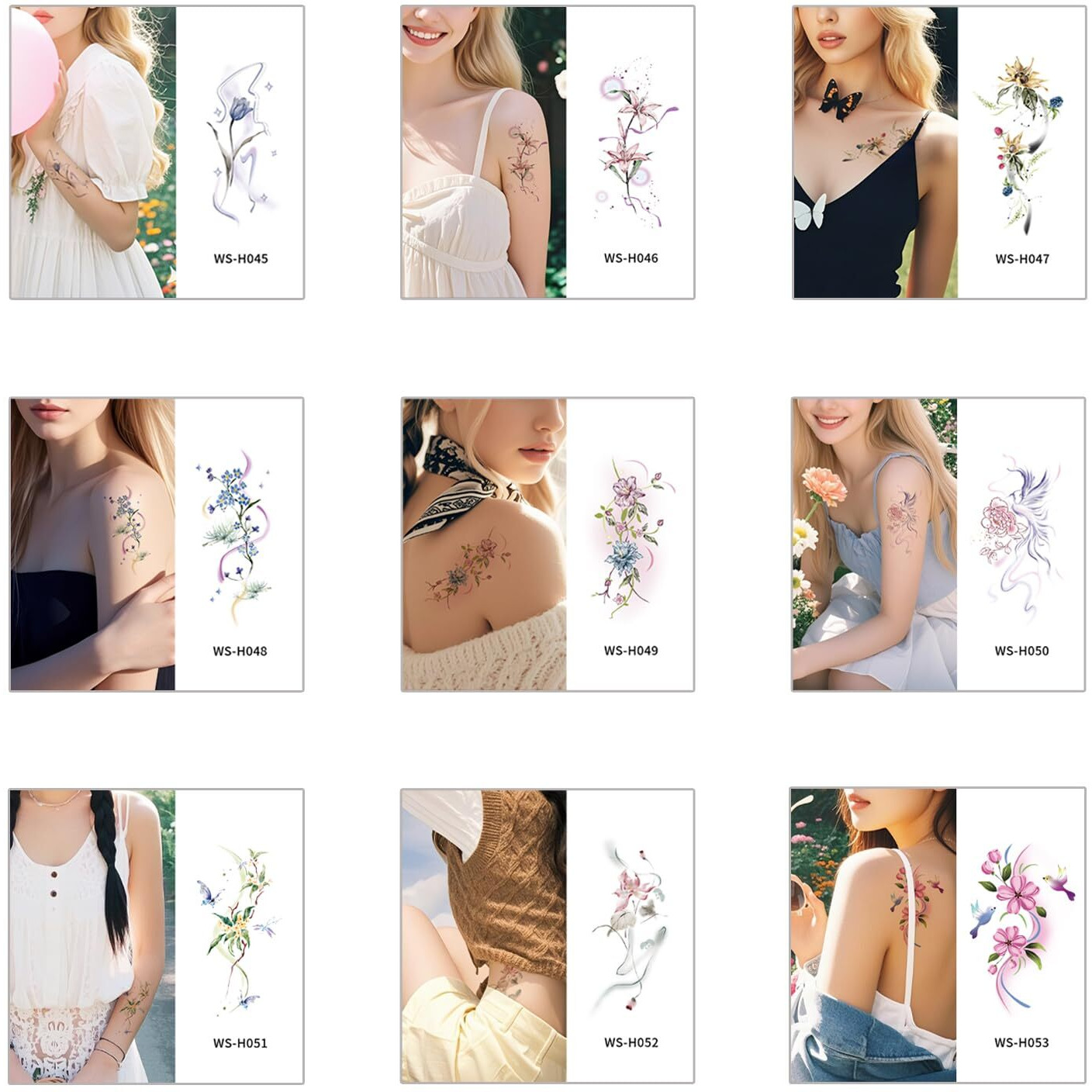 10 Sheets Flowers Temporary Tattoos Colorful Flower Lavender Rose Lily Tulip Blossoms Temporary Tattoos Floral Art Waterproof Floral Tattoos Stickers For Women Girls Body Arm Diy Decor