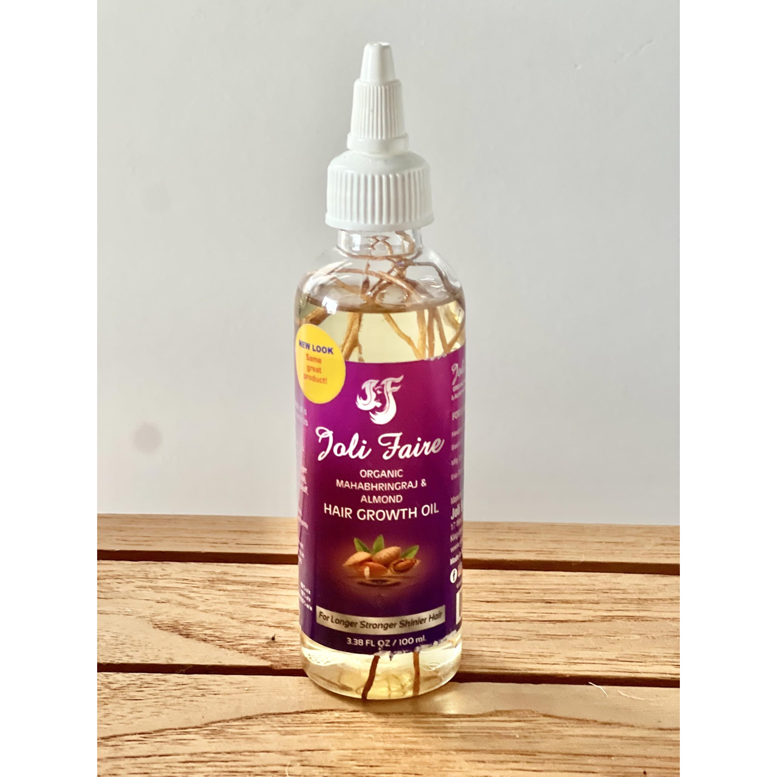 Joli Faire Organic Hair Growth Oil With Mahabhringraj & Almond - For Hair Growth & Nourishment.Thickens, Anti-Dandruff, Breakage Repair, Bald Spot & Edges - Safe For All Ages & Hair Types (3.38 Fl Oz)