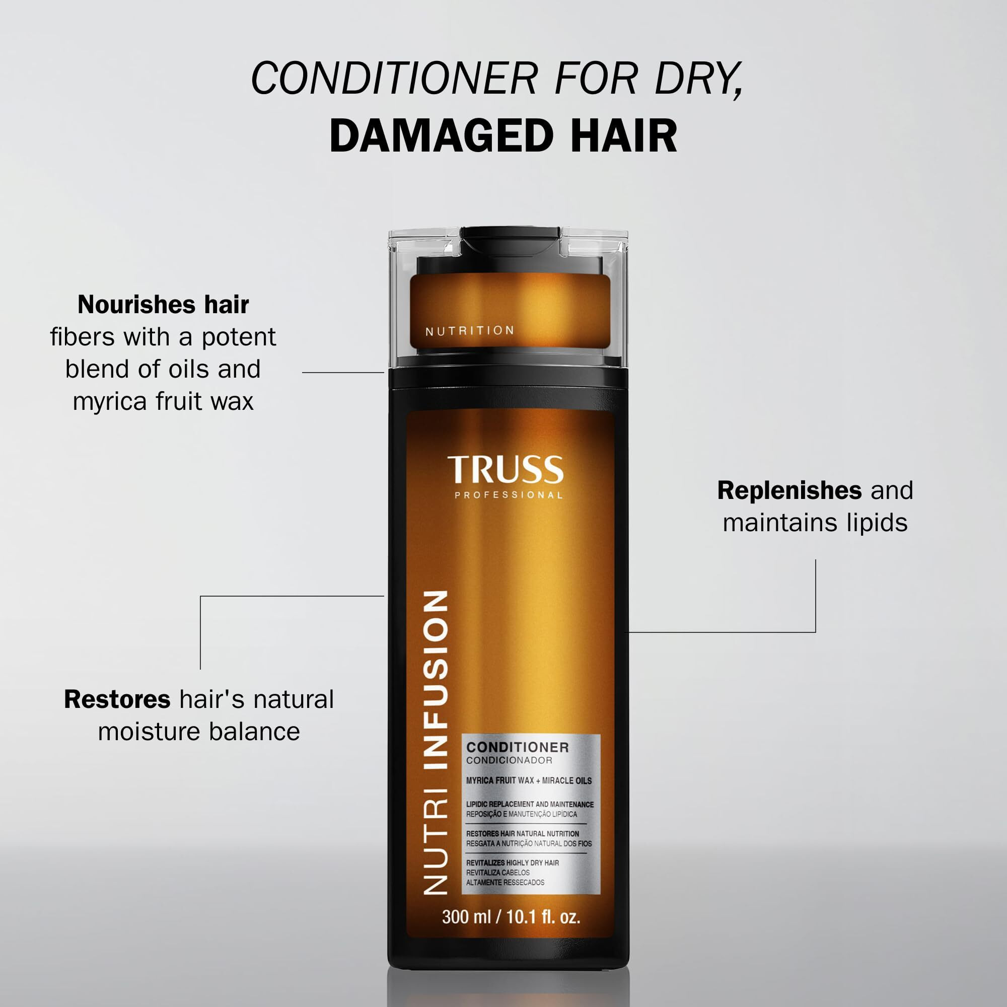 Truss Nutri Infusion Hair Conditioner For Damaged Hair - Moisturizing Conditioner To Restore Natural Moisture Balance With Myrica Fruit Wax & Miracle Oils (10.14 Fl Oz)