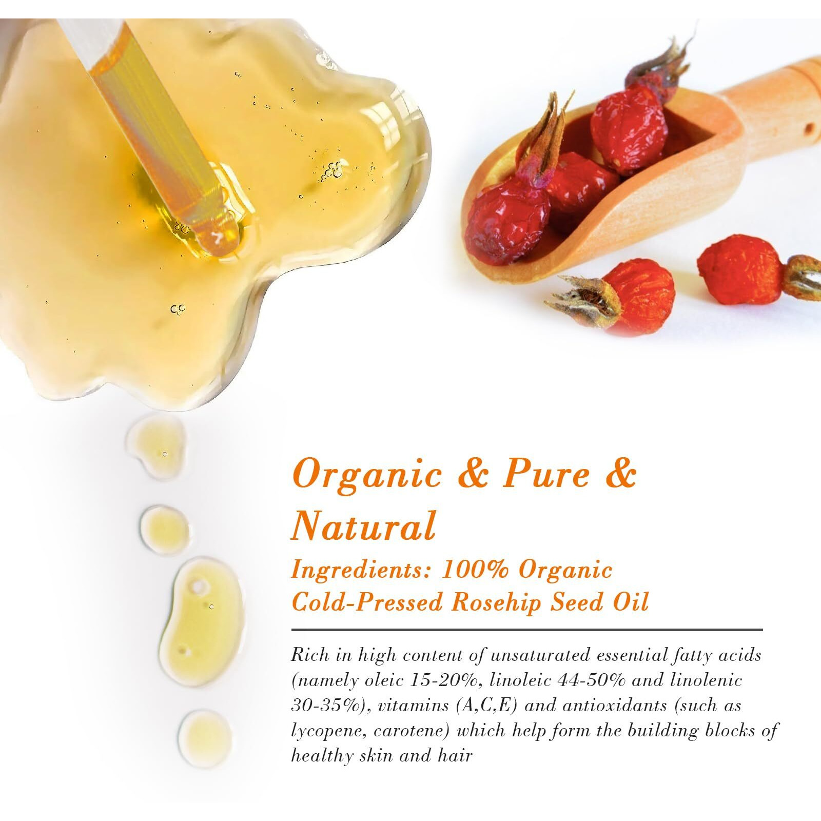 Mmpang Rosehip Seed Oil For Face (2 Oz/60 Ml) Usda Certified Organic 100% Pure Natural Cold Pressed Unrefined Rosehip Oil For Skin Anti-Aging, Scar, Hair Moisturizer, Gua Sha Massage, Nails