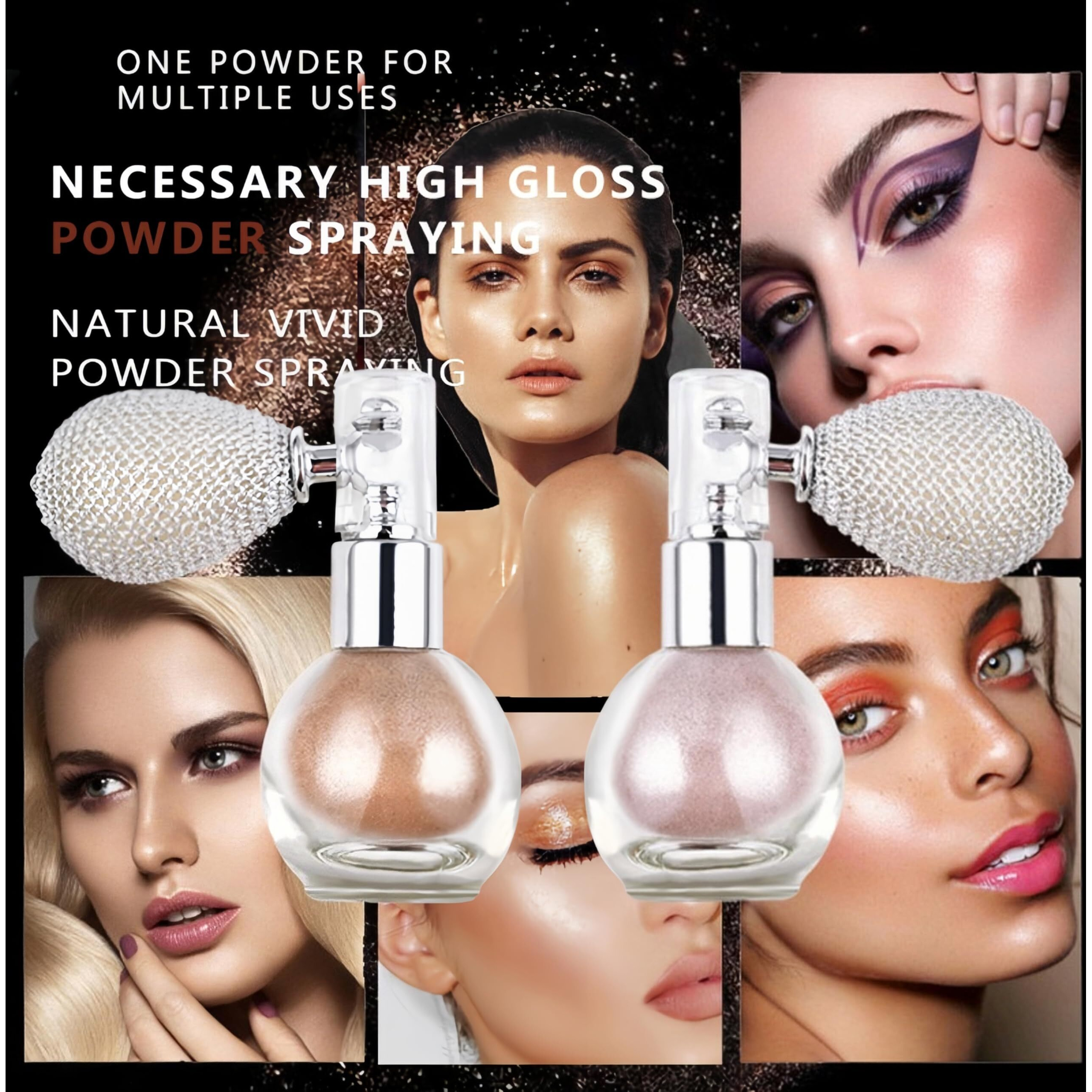 Maepeor Highlighter Powder Spray Shimmer Sparkle Highlighter Powder Glitter High Gloss Spray For Face Body Cosmetic (Color 10)