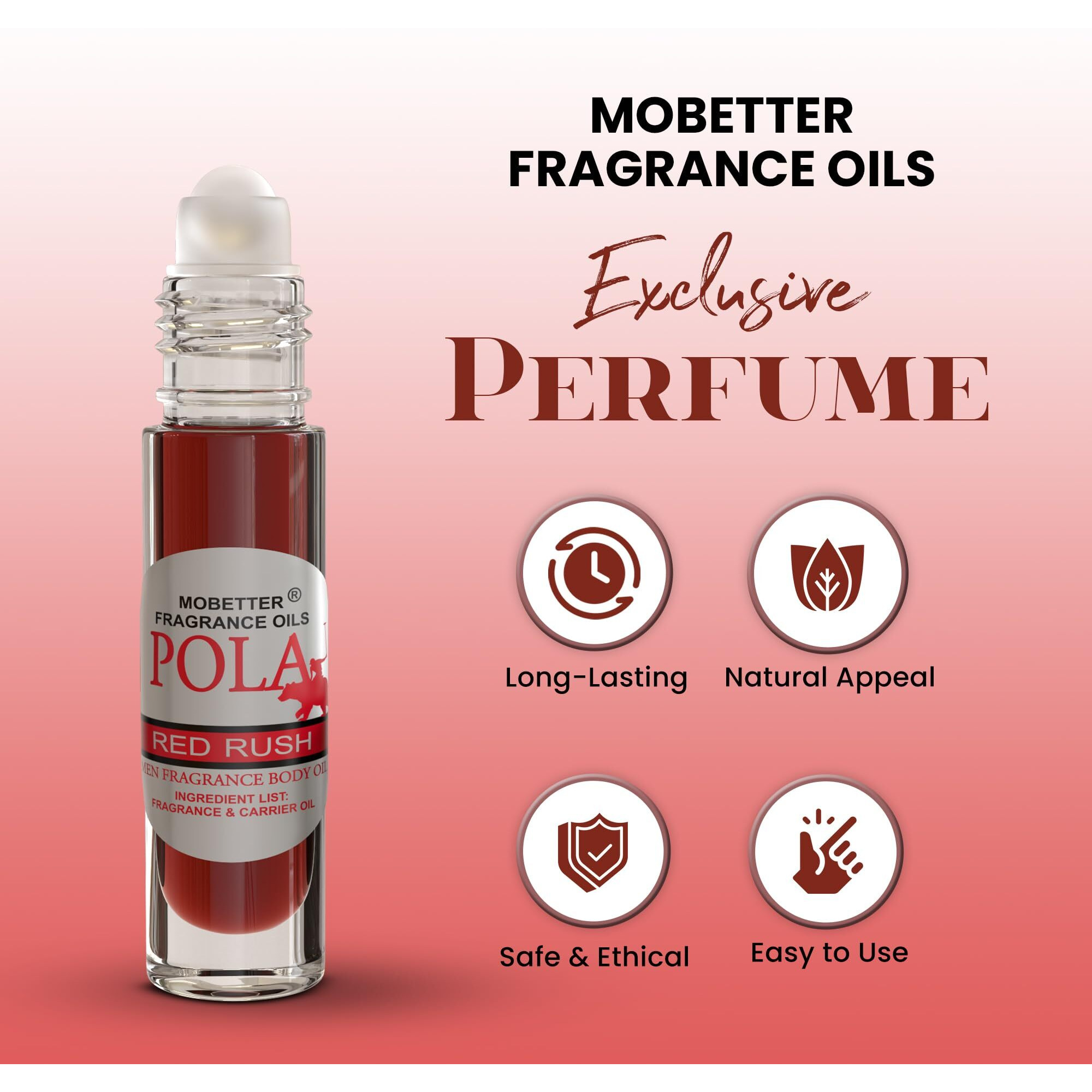 Mobetter Fragrance Oils Pola Red Rush Cologne Body Oil For Men (10Ml Roll On)