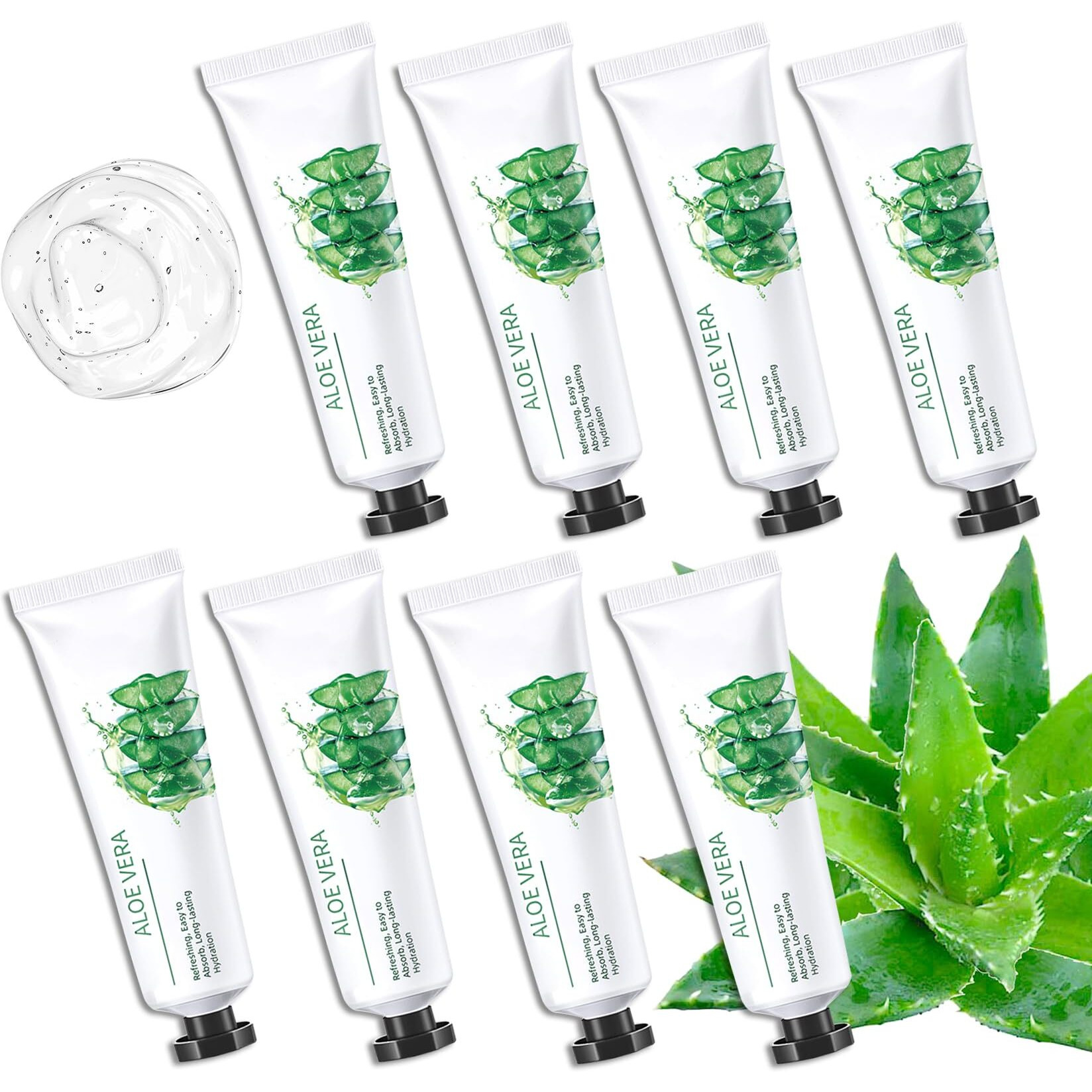 Wenjlyj 8Pcs Aloe Vera Gel For Face & Skin,Organic Aloe Vera Gel,Hydrating After Sun Cream For Travel Size,Moisturizing Lotion For Skincare,After Sun Lotion For All Skin Type(C)