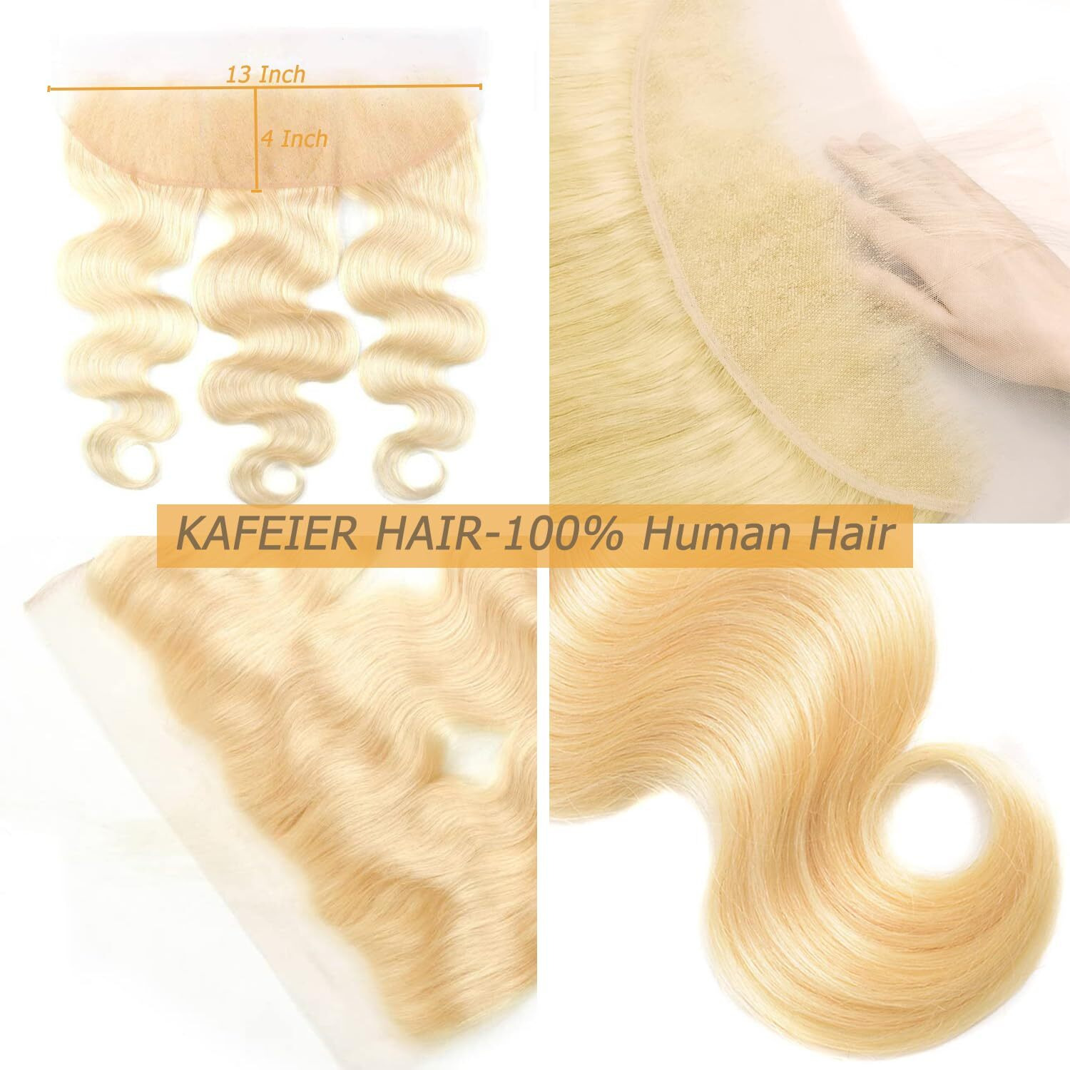 613 Frontal Human Hair Blonde Frontal Body Wave Transparent Hd Lace 13X4 With Baby Hair Human Hair Pre Plucked Ear To Ear For Women 18 Inch