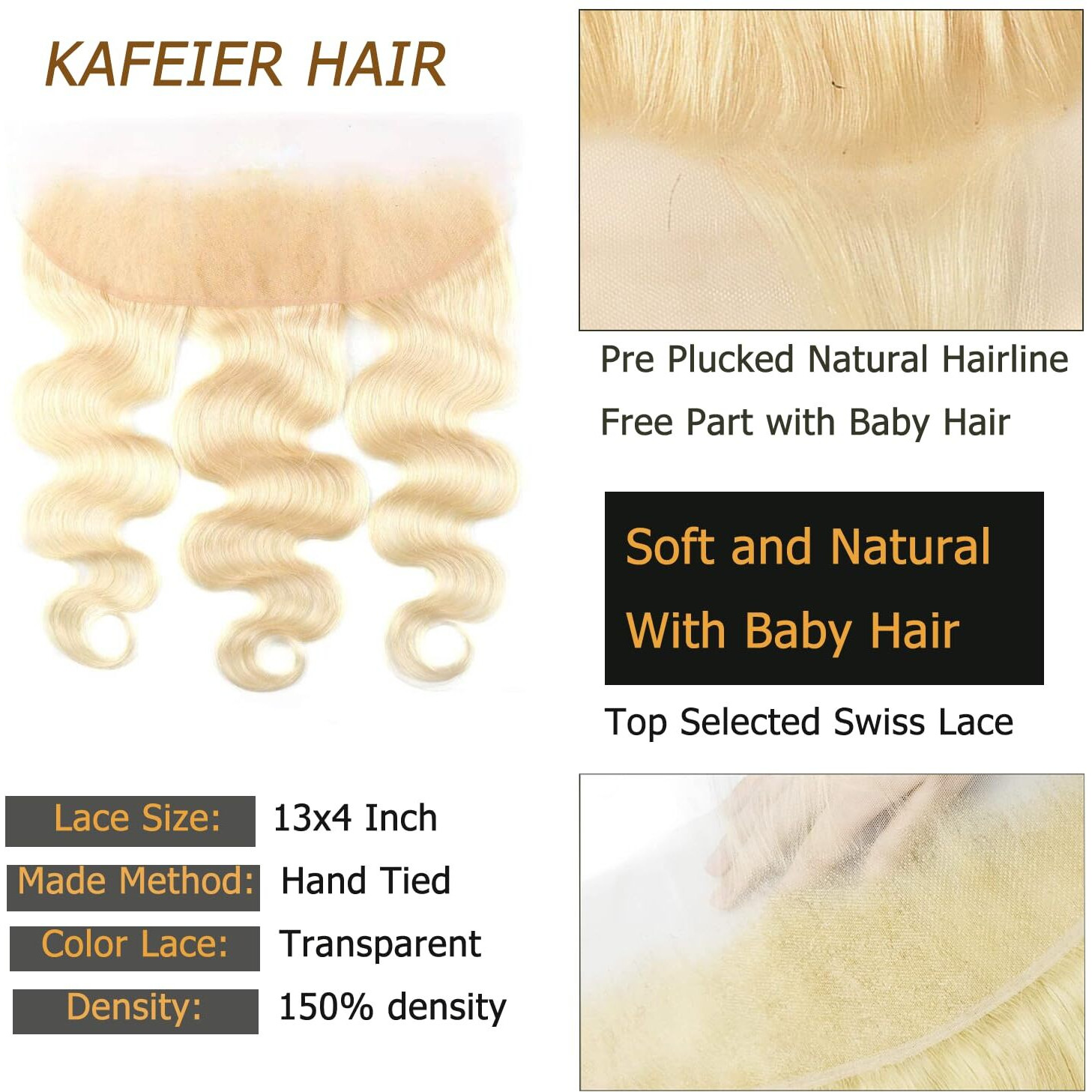 613 Frontal Human Hair Blonde Frontal Body Wave Transparent Hd Lace 13X4 With Baby Hair Human Hair Pre Plucked Ear To Ear For Women 18 Inch