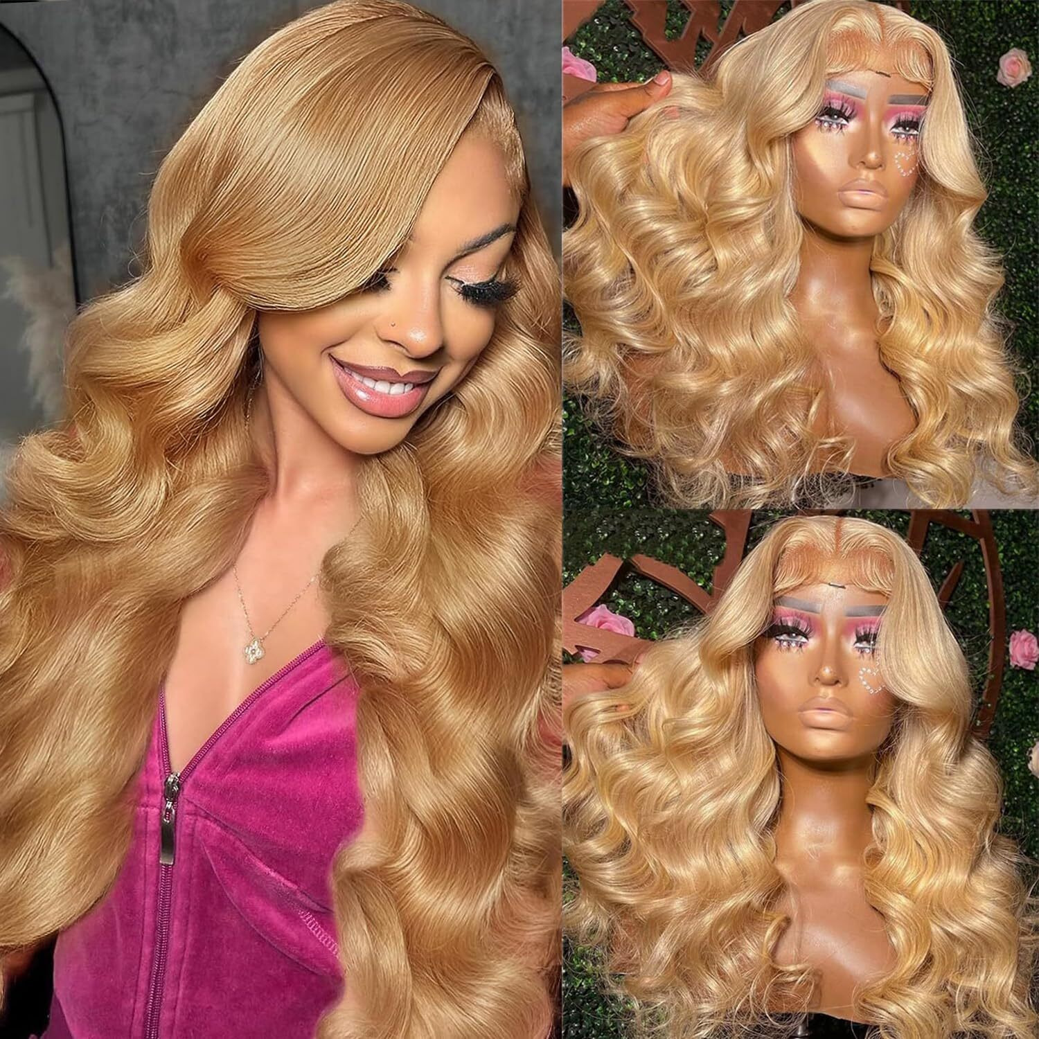 Qgvqgv 22 Inch Honey Blonde Hd Lace Front Wig Human Hair Pre Plucked 200 Density 13X6 Body Wave Honey Blonde Wig Human Hair 27 Colored Wigs Lace Frontal Wigs
