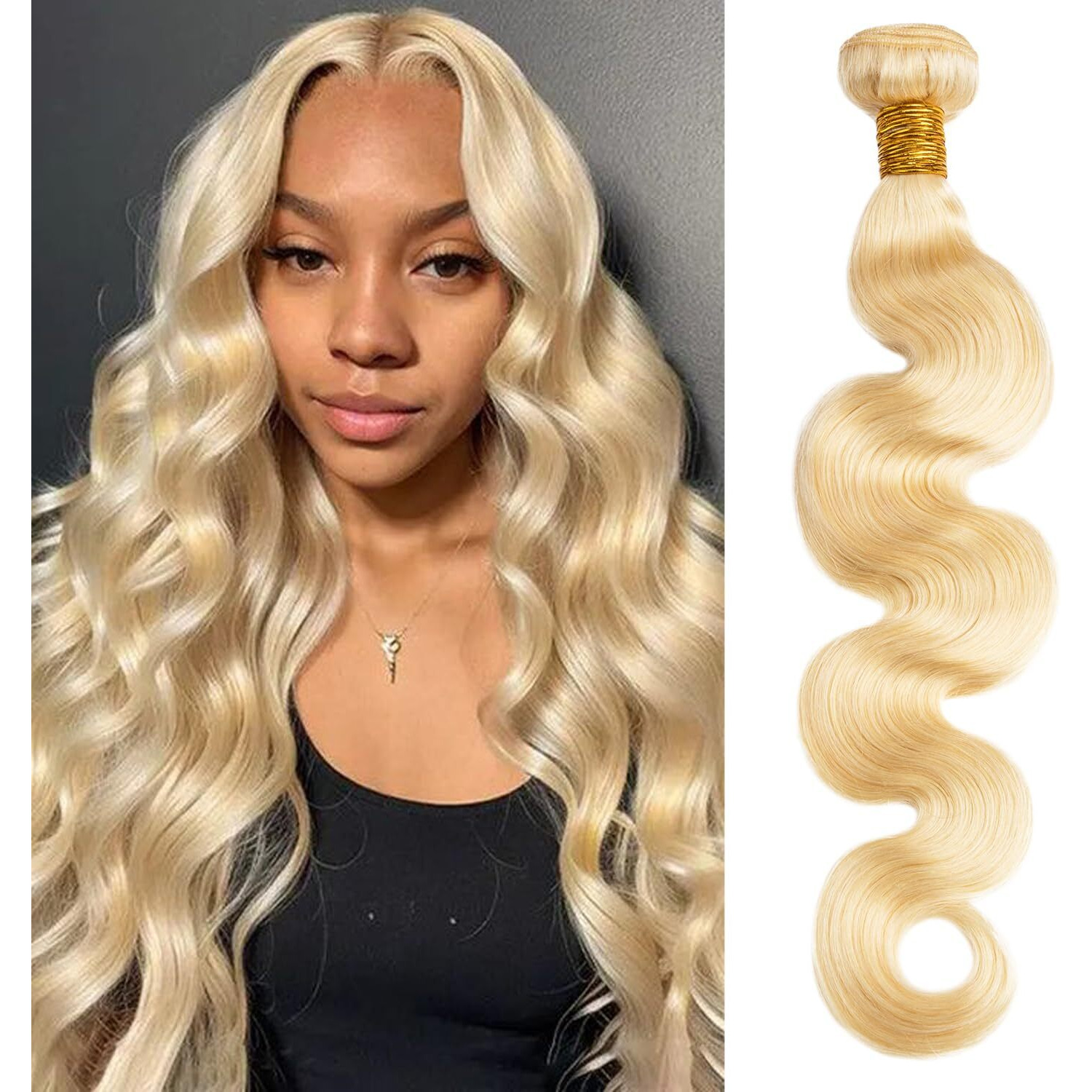 613 Blonde Bundles Human Hair Body Wave Single Bundle 14 Inch 12A Grade 100% Unprocessed Human Hair Brazilian Virgin Hair Weave 613 Body Wave Bundles Machine Double Weft 100G